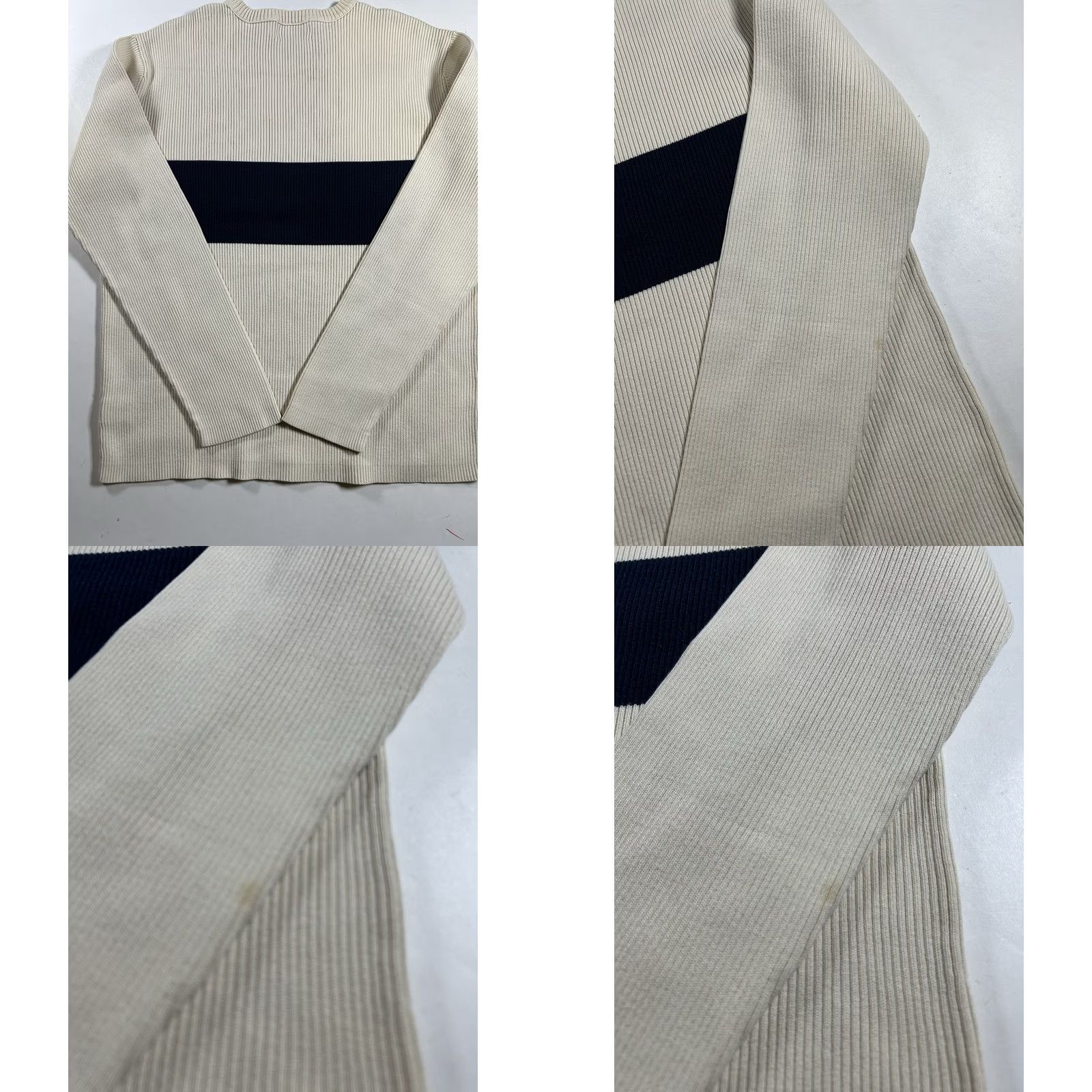 Ralph Lauren VINTAGE Polo Jeans Co Ralph Lauren Sweater Cream Navy Stripe Small Cotton Ribbed Size US S / EU 44-46 / 1 - 8 Thumbnail