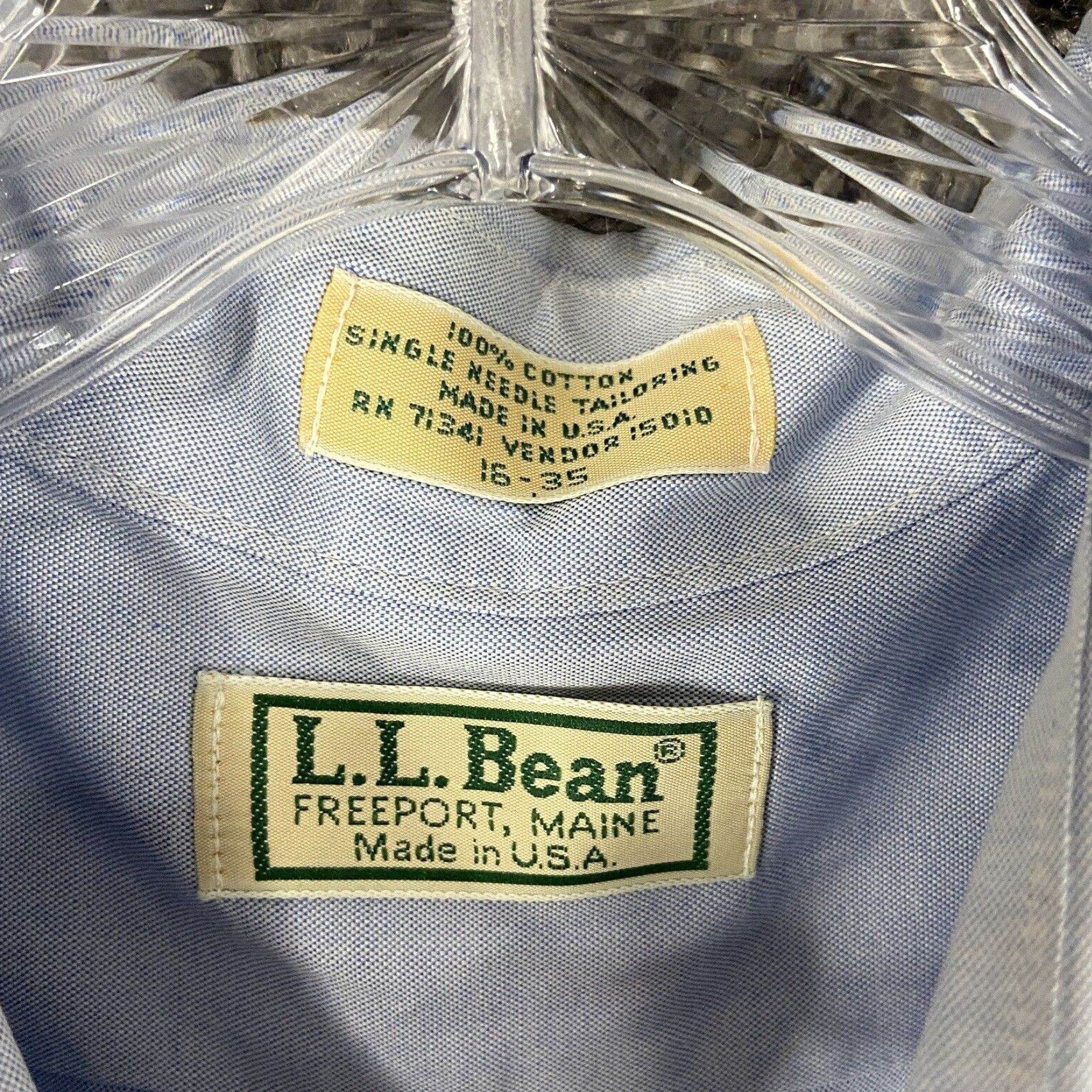 Vintage VINTAGE L.L. Bean Dress Shirt Men Long Sleeve 16 Blue Business Casual Size 42R - 6 Thumbnail