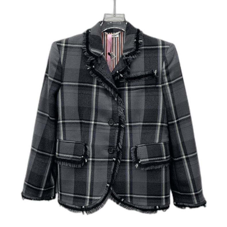Thom Browne Thom Browne Gray Check Wool Blazer Jacket Size US S / EU 44-46 / 1 - 1 Thumbnail