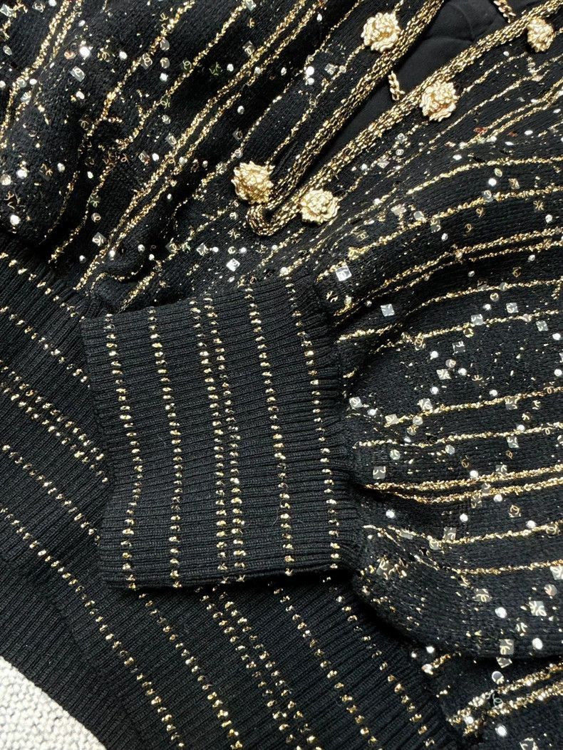 Chanel Chanel Gold Quilted Black Long Sleeve Top Size M / US 6-8 / IT 42-44 - 6 Thumbnail