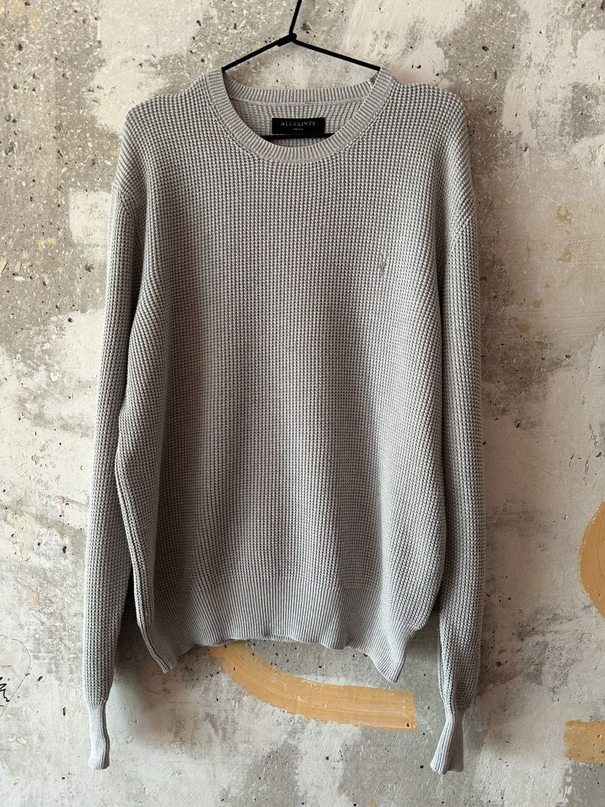 Allsaints Classic Allsaints Trias Crew Cotton Knitted Gray Sweater Size US M / EU 48-50 / 2 - 10 Thumbnail