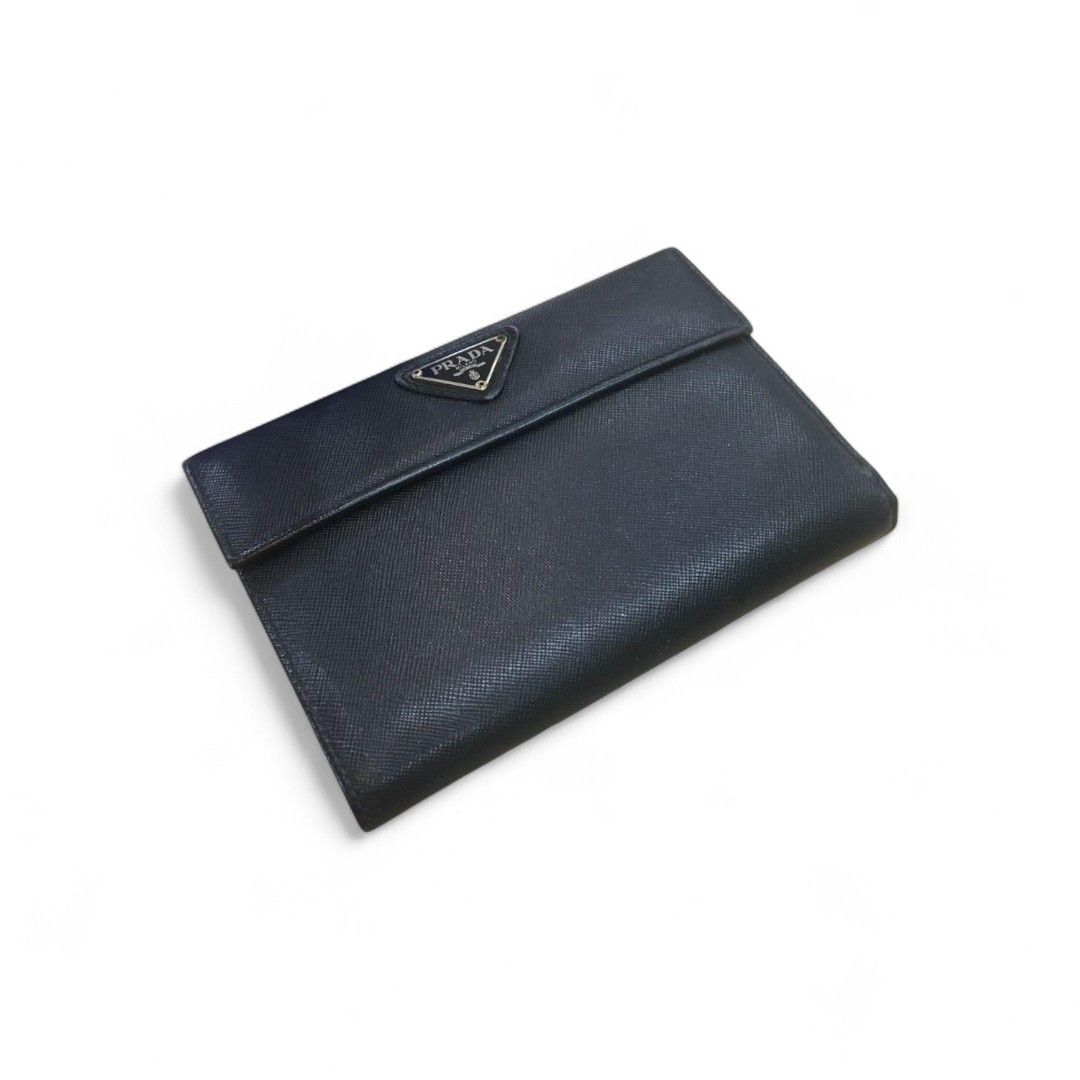 Prada Prada - Trifold Wallet Triangle Logo Plate Black Leather Size ONE SIZE - 2 Thumbnail