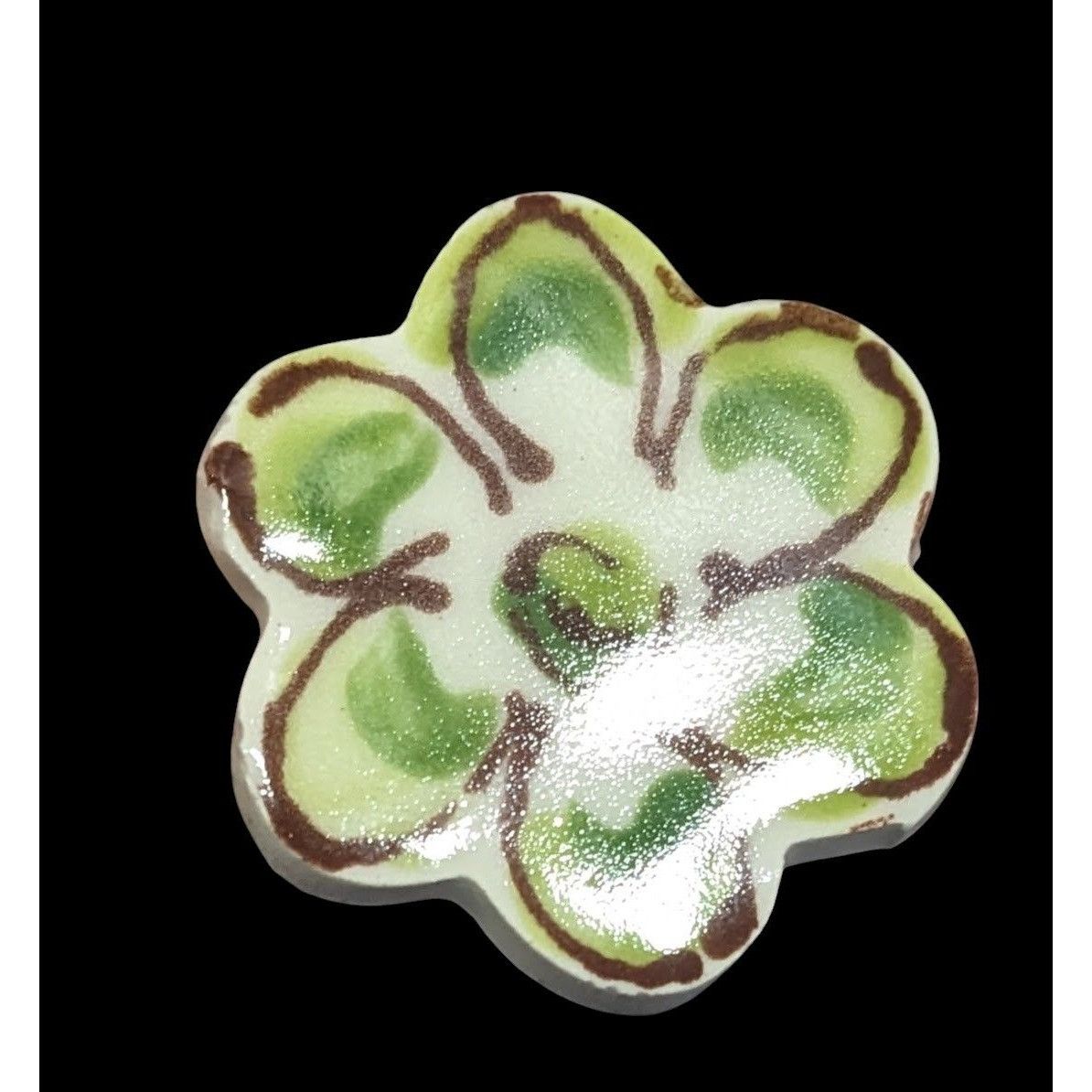 Other Vintage Retro Handmade Ceramic Green Floral Adjustable Ring Size ONE SIZE - 4 Thumbnail