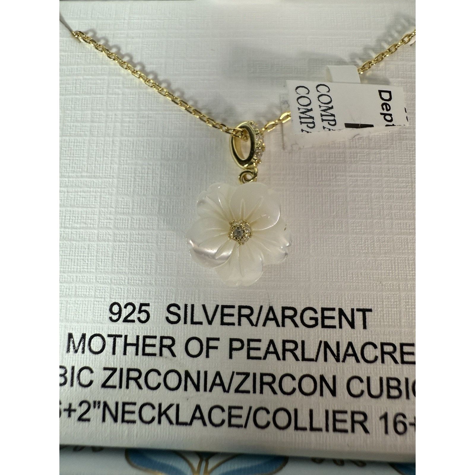Rachel Zoe NIB Rachel Zoe 925 Silver Mother Of Pearl CZ Flower Necklace Size ONE SIZE - 4 Thumbnail
