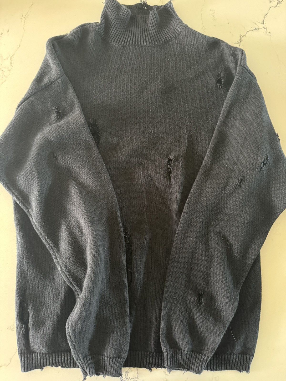 Rta Vintage Distressed Black Longsleeve Knitt TurtleNeck Size US L / EU 52-54 / 3 - 3 Thumbnail