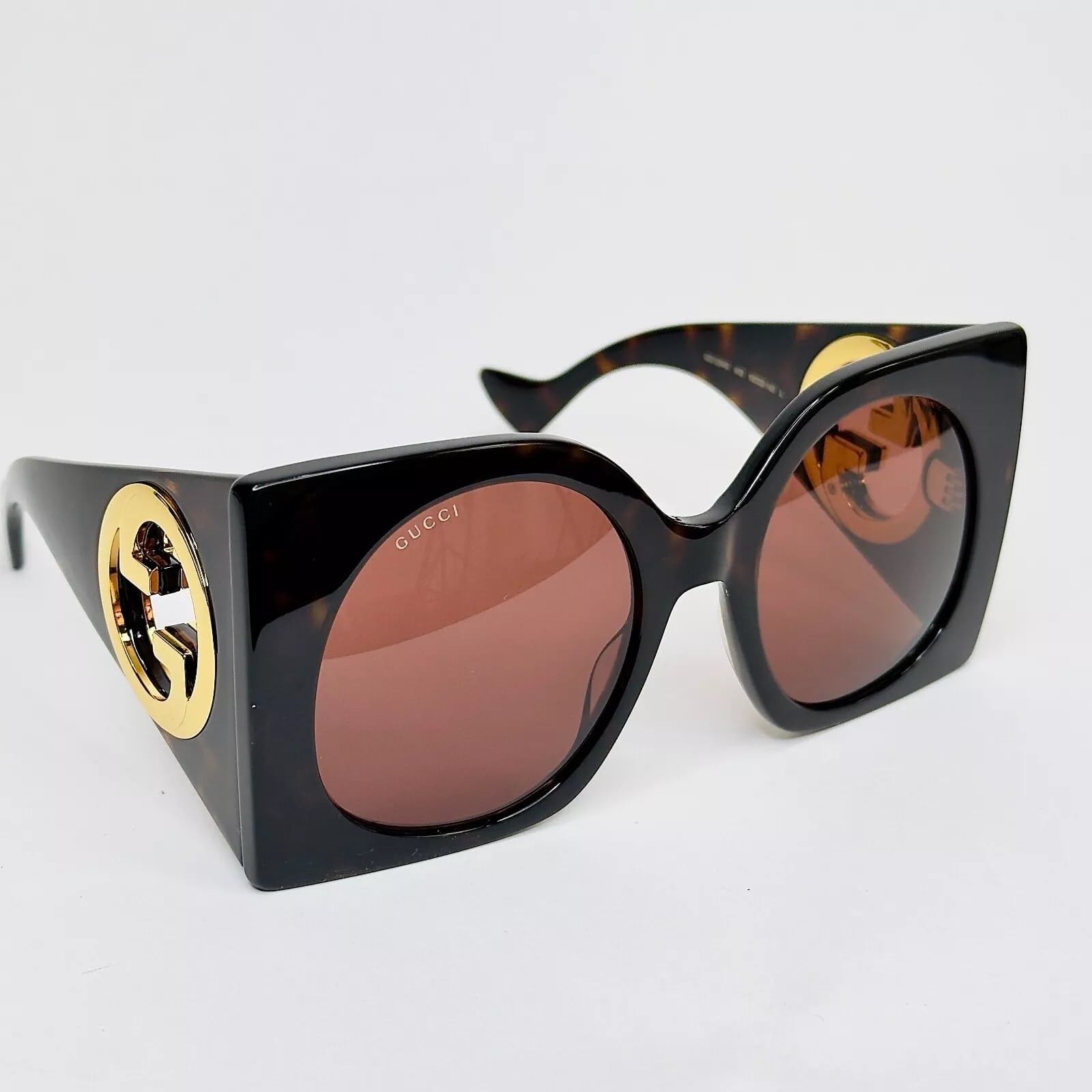 Gucci GUCCI 1254 Brown Gold Logo Gg1254S Oversized Mask Flat 002 Size ONE SIZE - 9 Thumbnail