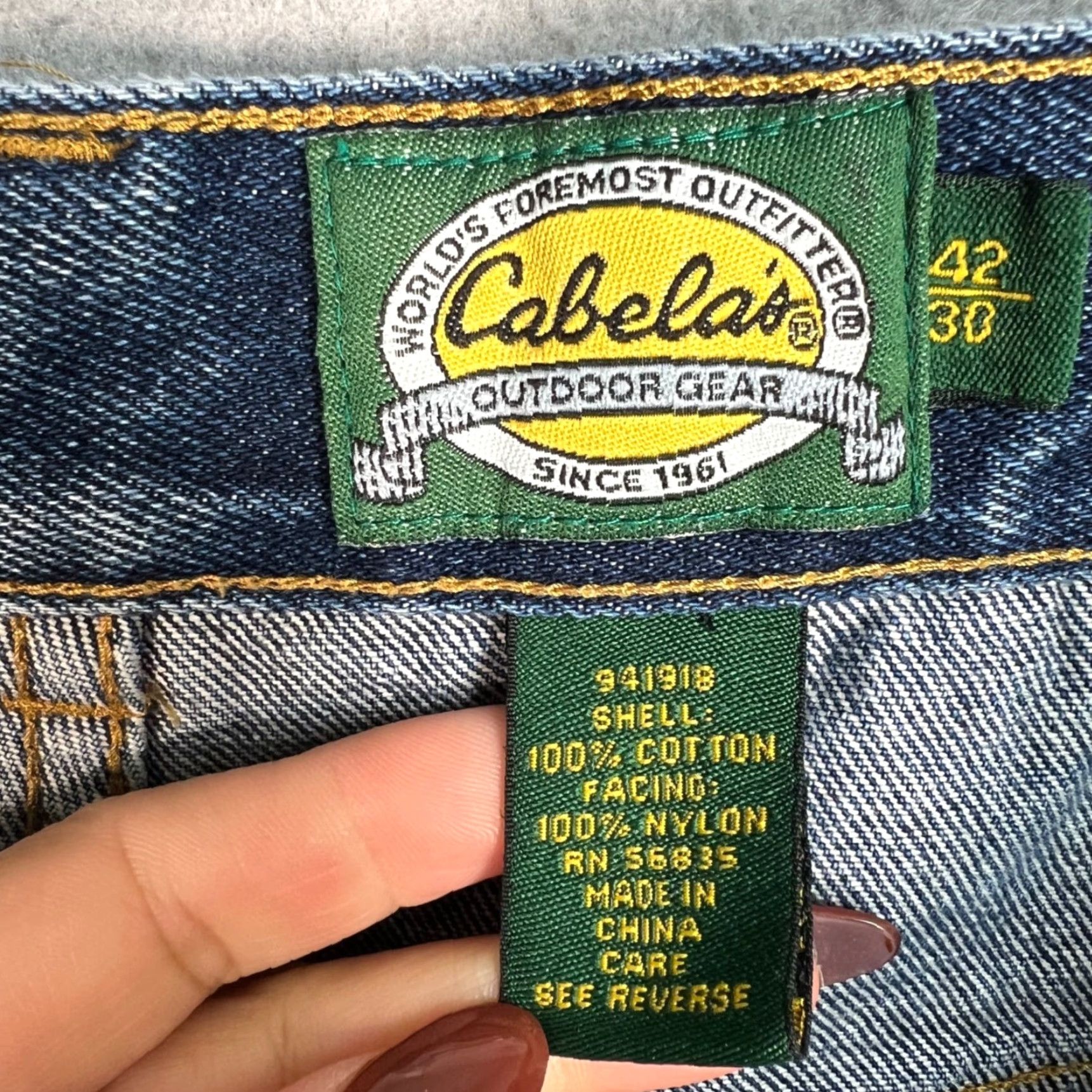 Vintage Cabela's Mens Pants Denim Nylon 42 x 30 Two-Tone Outdoor Straight Jeans Modern Vintage: No Size US 42 / EU 58 - 3 Thumbnail