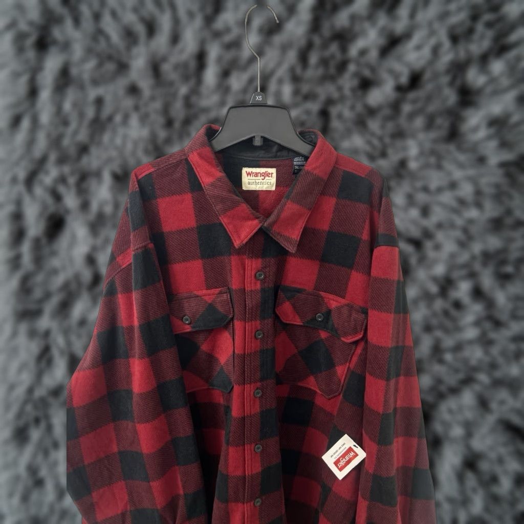 Wrangler VINTAGE: No Wrangler Shirt Mens 3XL Fleece Red Black Buffalo Plaid Long Sleeve Button-Up Collared Pocketed Casual Workwear Size US XXL / EU 58 / 5 - 1 Thumbnail