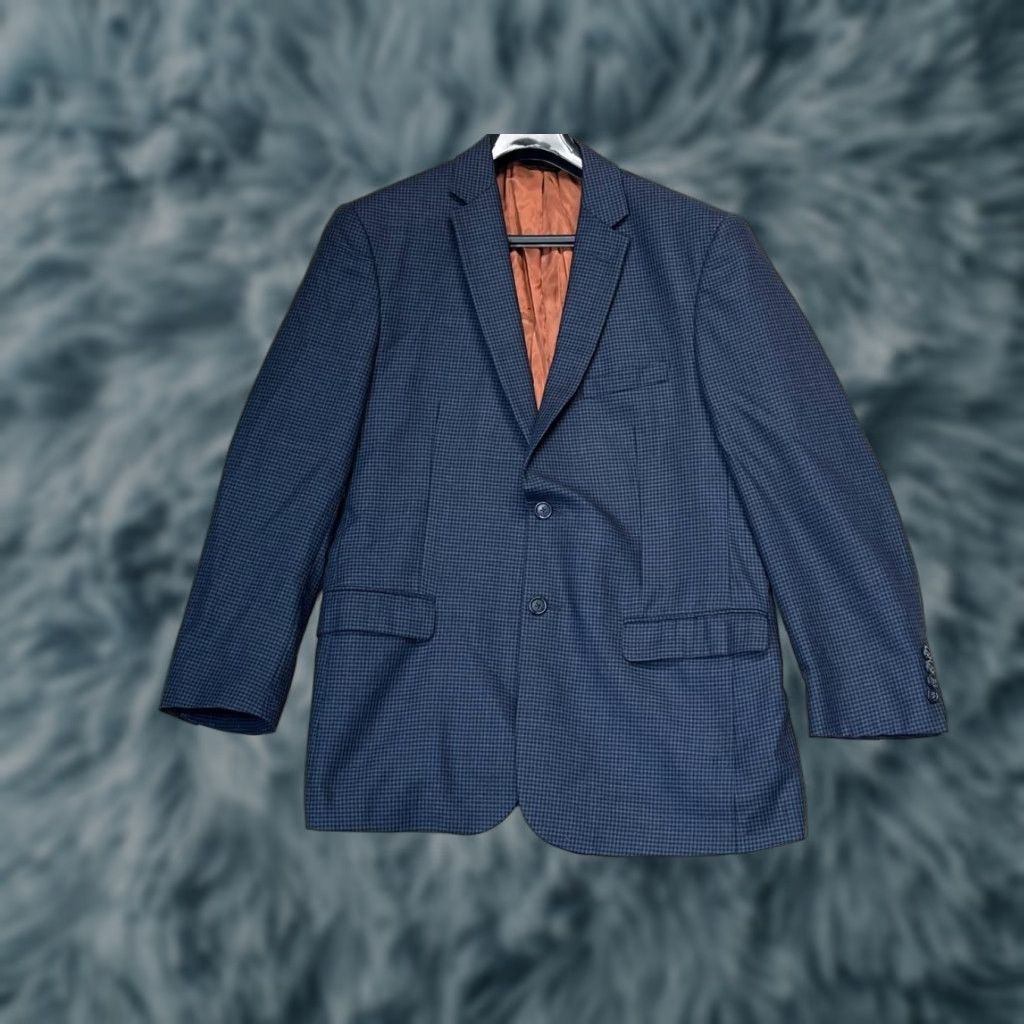 Jos. A. Bank VINTAGE Jos. A. Bank Blazer Wool Jacket Sport Coat 42R Blue Pinplaid Slim Fit Size 42R - 1 Thumbnail