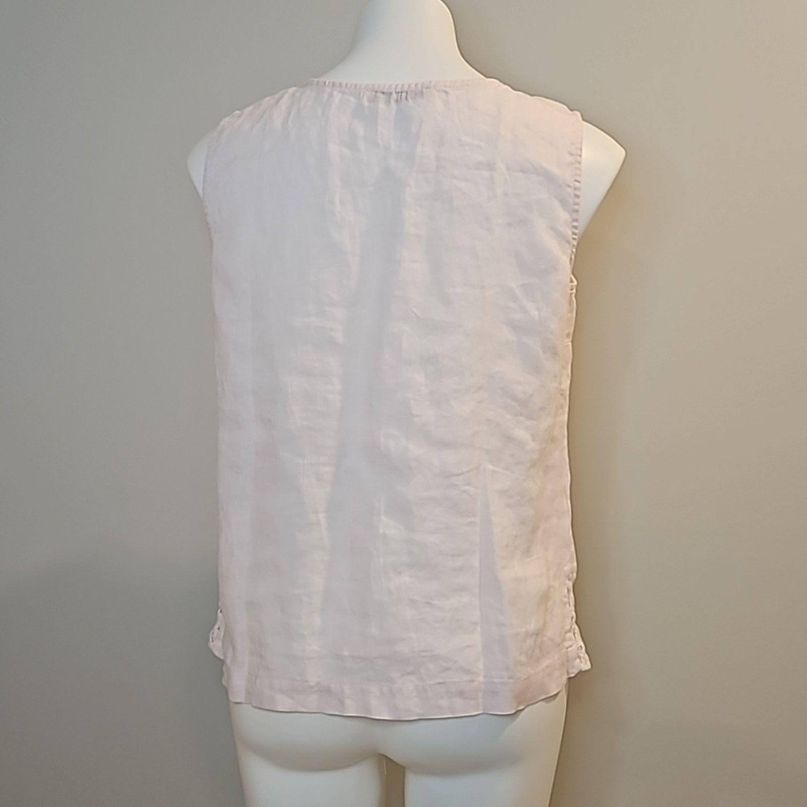 Other Cotton World Light Pink Linen Tank Top with Embroidery Size M / US 6-8 / IT 42-44 - 3 Thumbnail