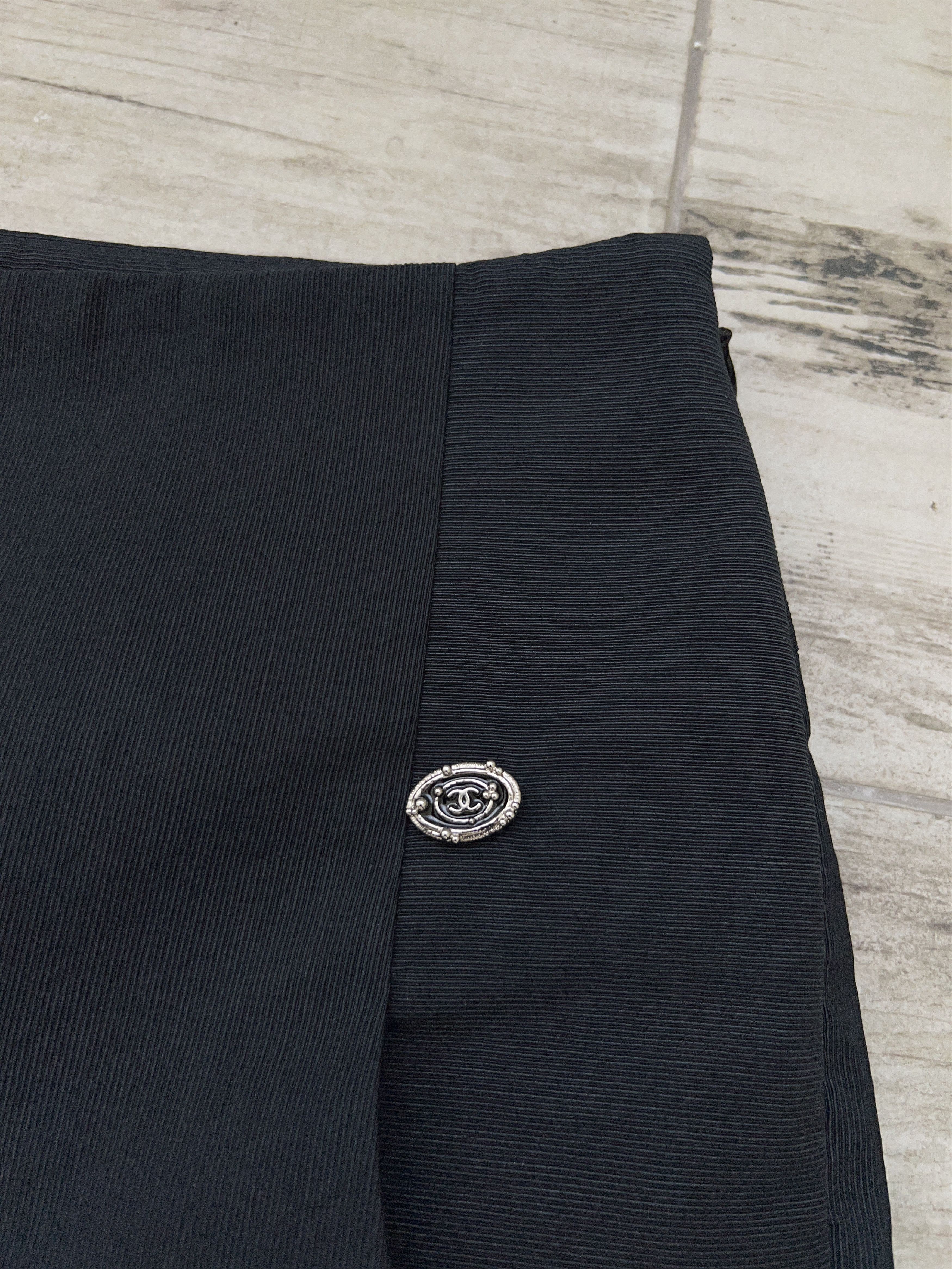 Chanel × Designer Womens 2009 Ribbed Wide Leg Palazzo Pants Trousers Black Size 28" / US 6 / IT 42 - 6 Thumbnail
