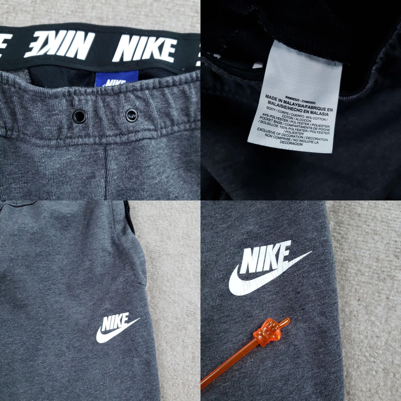 Nike Nike Pants Mens Medium Gray Joggers Sweatpants Elastic Waist Pockets Tapered Ribbed Cuffs Knit Cotton Polyester Logo NIKE Size US 31 - 8 Thumbnail