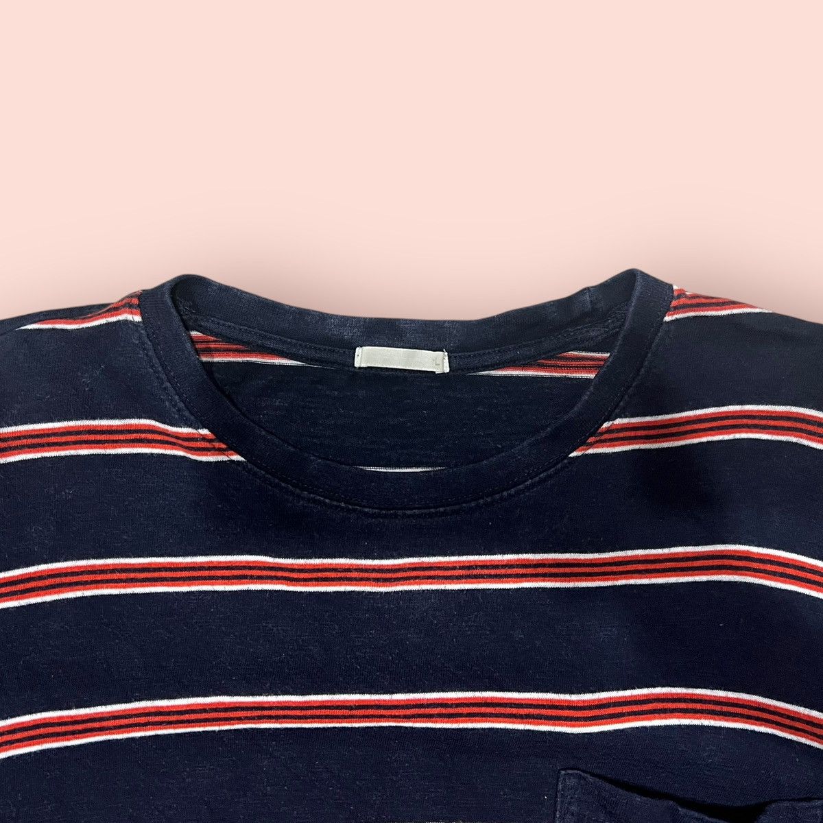 Japanese Brand × Jun Takahashi × Uniqlo VINTAGE GU STRIPED BOXY POCKET TEE Size US L / EU 52-54 / 3 - 7 Thumbnail