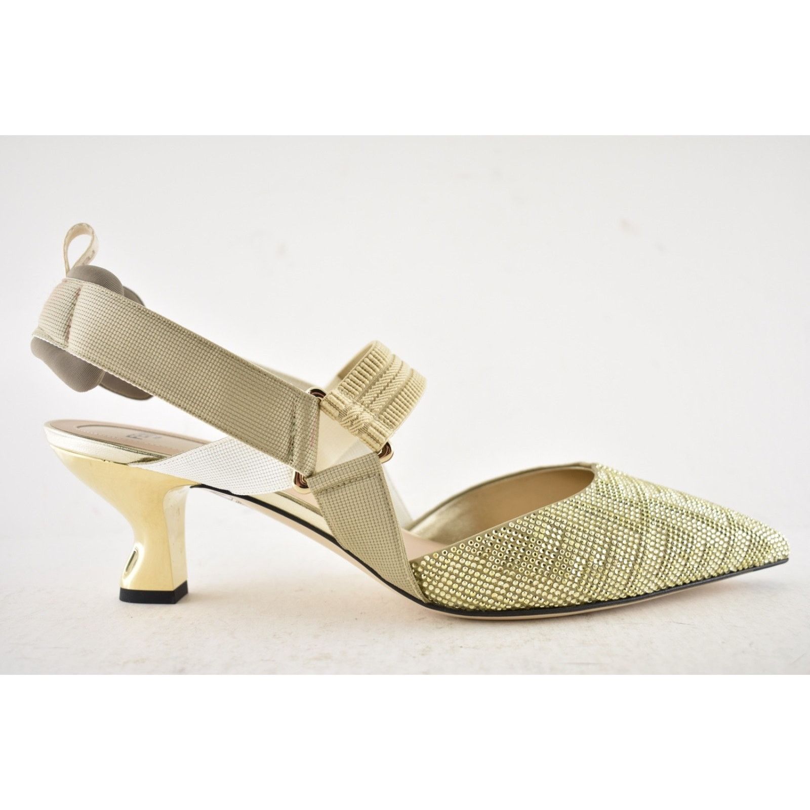 Fendi Fendi Colibri 55mm Gold Strass Crystal FF Slingback 42 Size US 12 / IT 42 - 2 Thumbnail