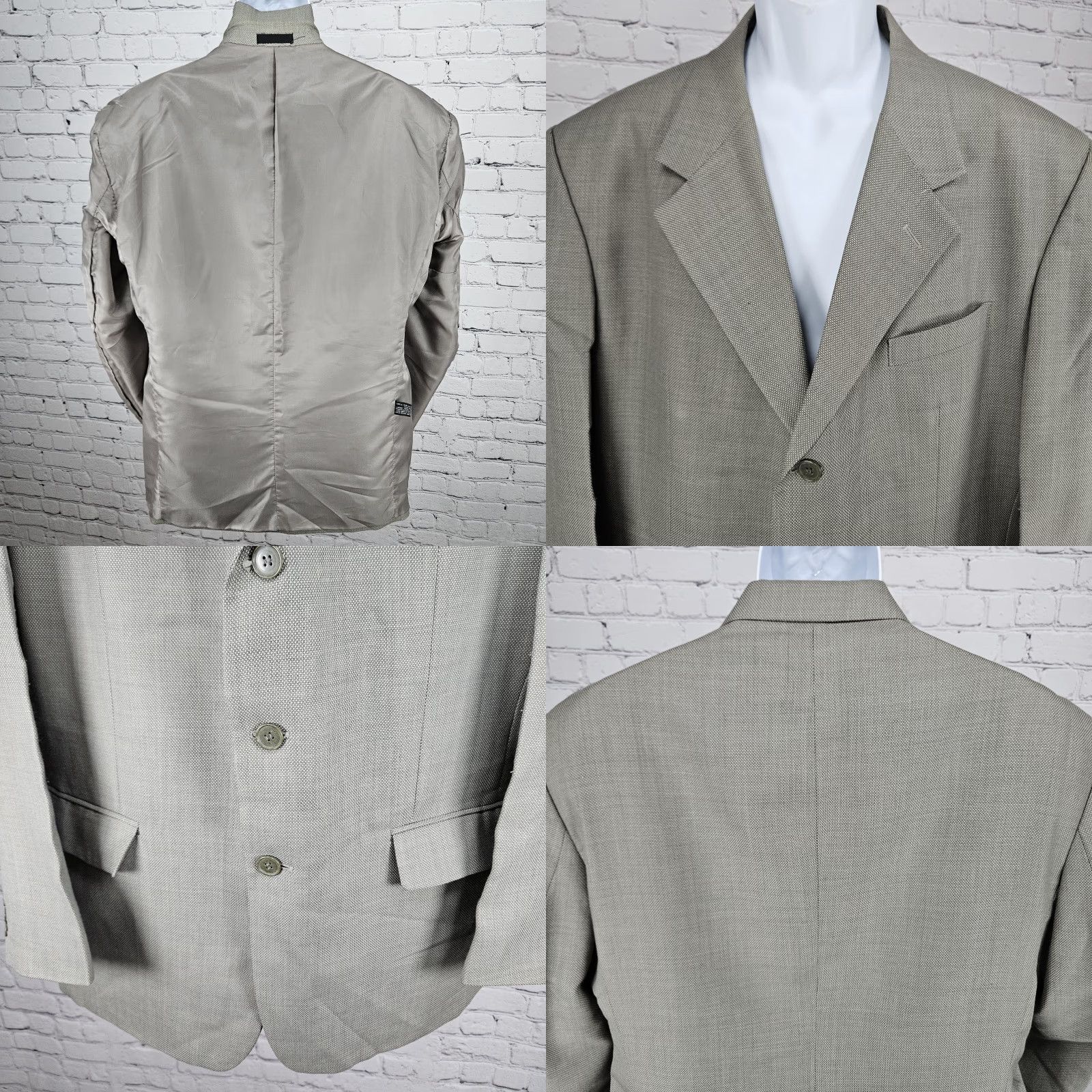 Vintage VINTAGE Georgio Giovanno Grey Wool Blend 3 Button Ventless Notch Blazer Sport Coat 43R Size 46R - 8 Thumbnail