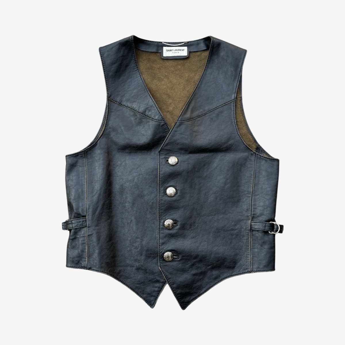 Saint Laurent Paris *RARE* Saint Laurent SS15 Psych Rock Leather Vest Sz. 50 Size US M / EU 48-50 / 2 - 2 Thumbnail