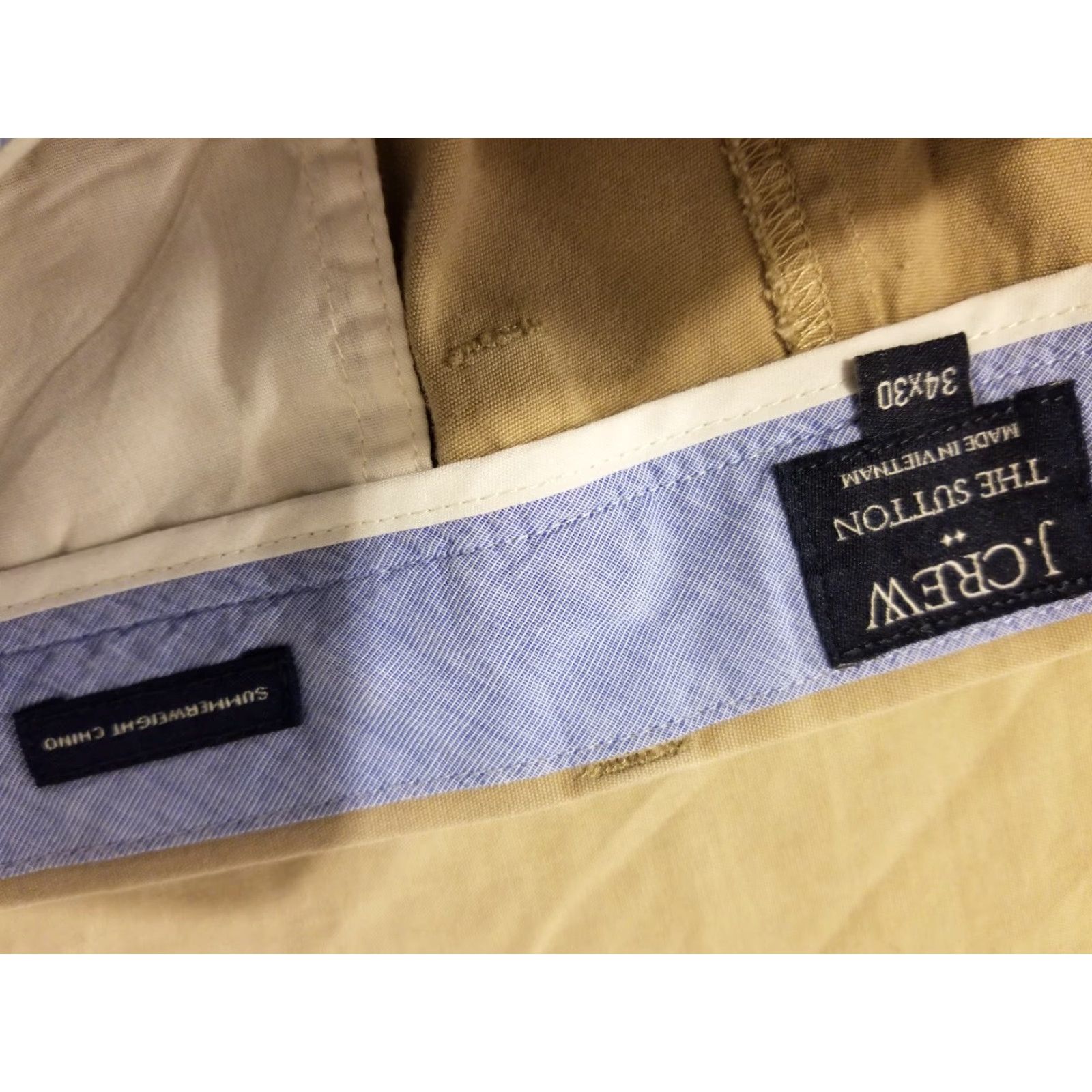 J.Crew VINTAGE Mens J. Crew Khaki Dress Pants 34x30 Cotton Slack Chino Trouser Stretch 35x28 Size US 34 / EU 50 - 6 Thumbnail