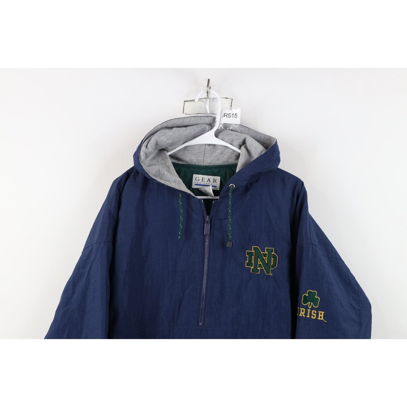 Vintage Vintage 90s Notre Dame University Half Zip Hooded Jacket Size US L / EU 52-54 / 3 - 2 Thumbnail