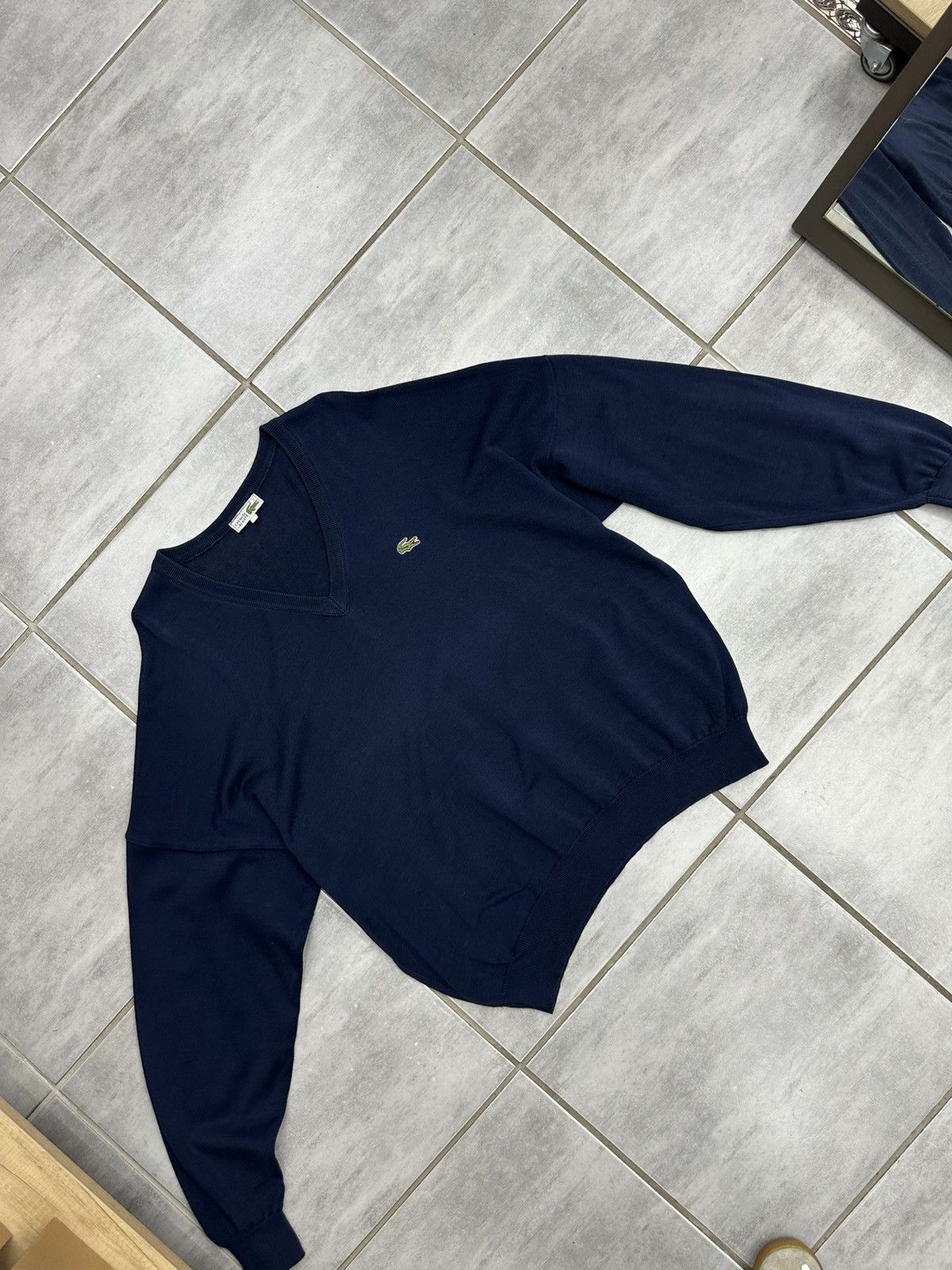 Lacoste 90S Vintage Lacoste Blue V Neck Sweater Jumper Old Money Size US XL / EU 56 / 4 - 10 Thumbnail