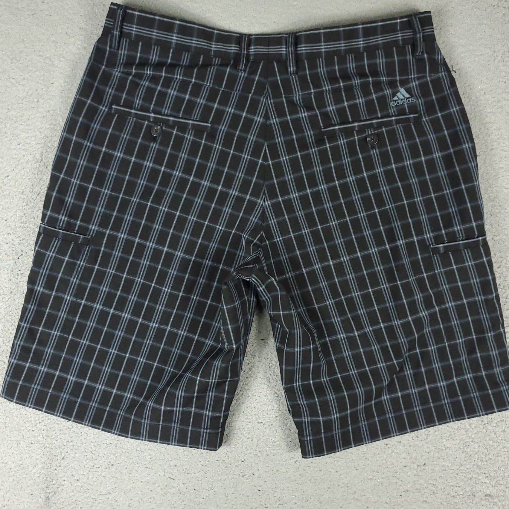 Adidas Adidas Shorts Mens 34 Black Plaid Chino Style Flat Front Casual Workwear Knit Pocket Logo Zip Front Size US 34 / EU 50 - 7 Thumbnail