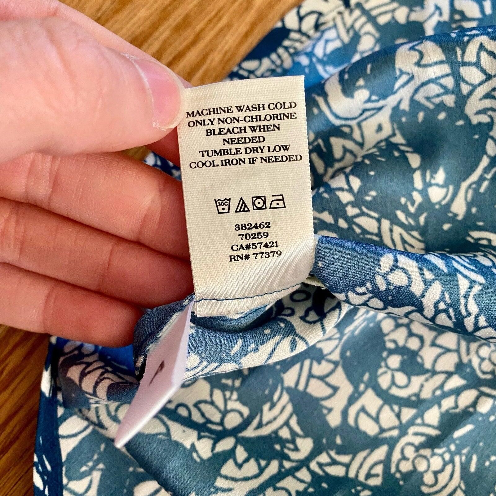 Ann Taylor Ann Taylor Blue Teal Floral Button Shirt Womens Medium Size M / US 6-8 / IT 42-44 - 12 Thumbnail