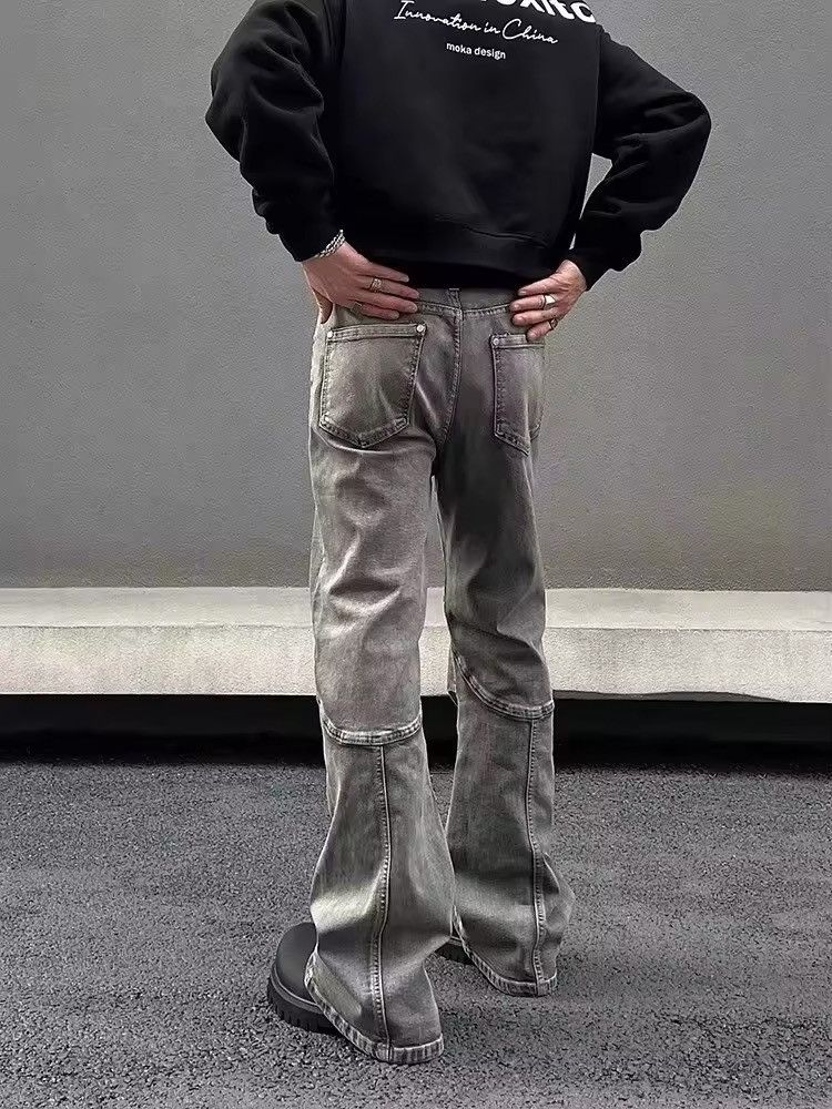 Japanese Brand × Jean Y2K Streetwear Vintage Grey Pleated Flare Jeans Size US 28 / EU 44 - 3 Thumbnail
