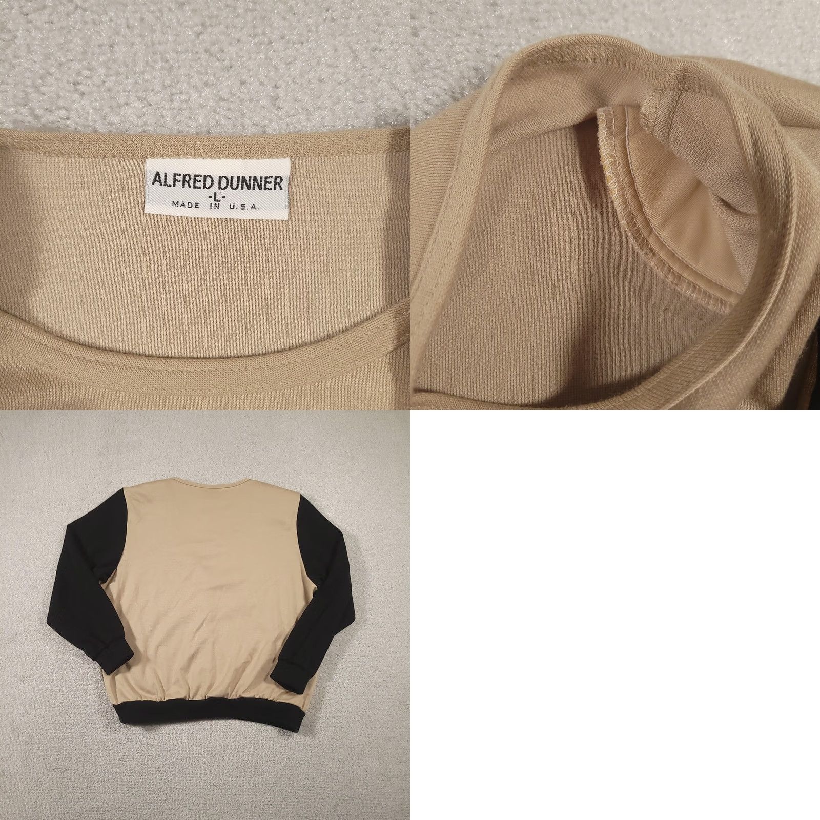 Vintage VINTAGE Alfred Dunner Sweater Cardigan Womens Large Beige Black Herringbone Twofer Made USA Size L / US 10 / IT 46 - 8 Thumbnail