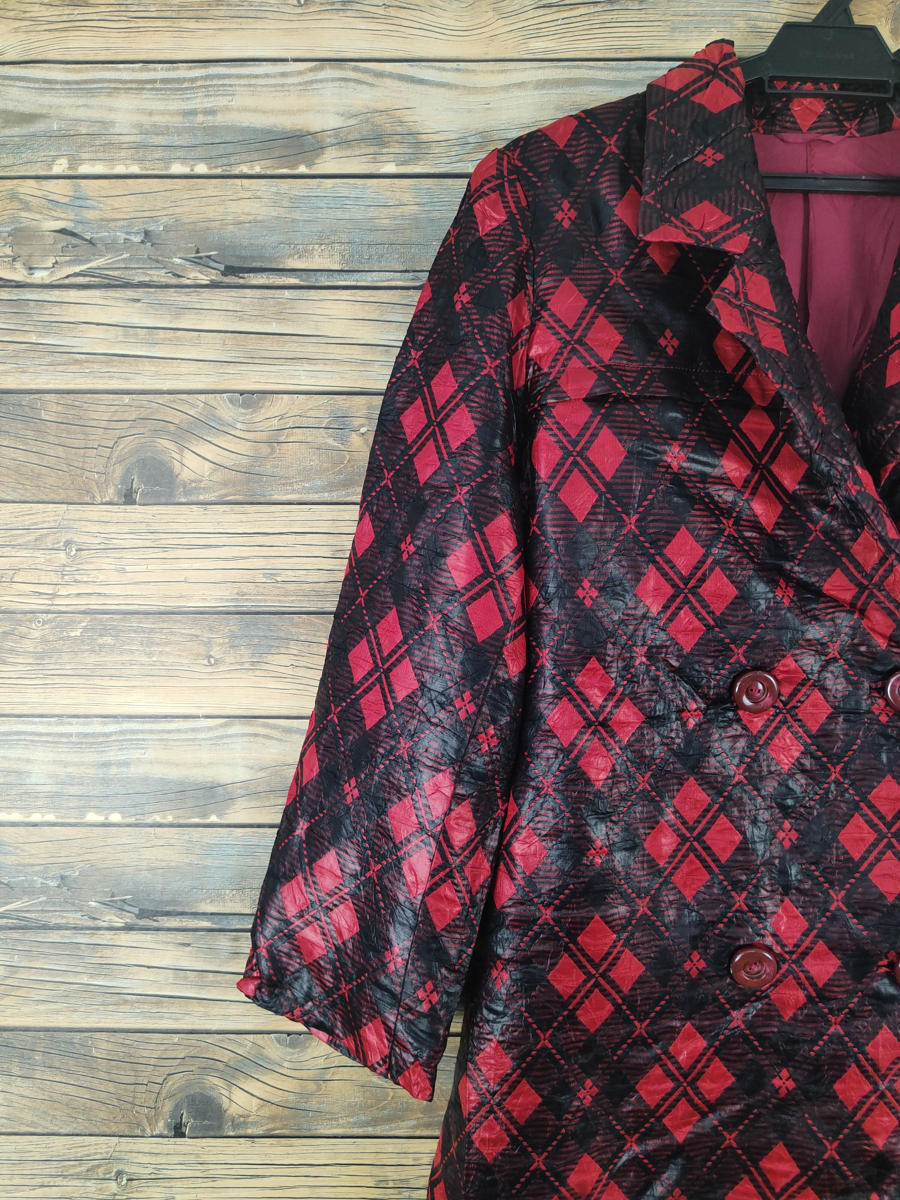 Japanese Brand × Vintage Avant garde fashion by Japanese Brand Red Black Coats Size L / US 10 / IT 46 - 3 Thumbnail