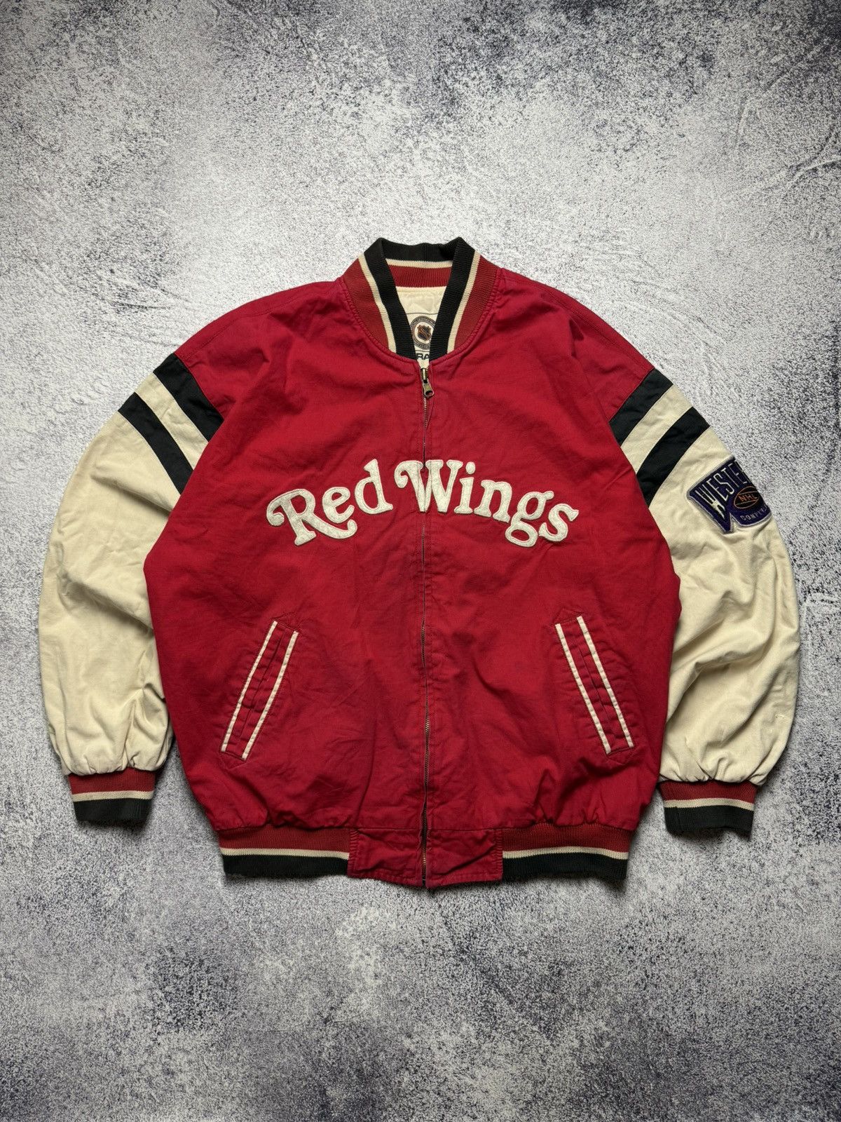 NHL Vintage 90s Mirage NHL Red Wings Detroit Bomber Jacket Rare Size US XL / EU 56 / 4 - 1 Thumbnail