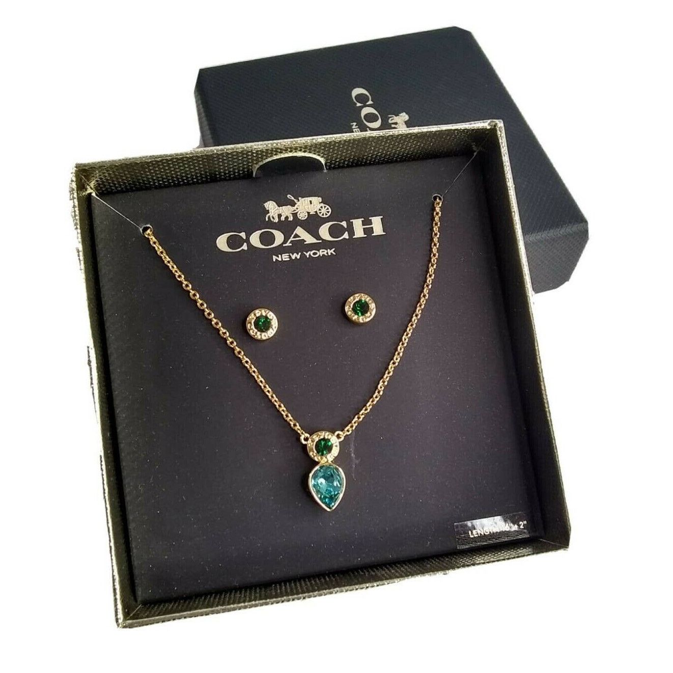 COACH Open Circle Necklace And Pear Earrings Set