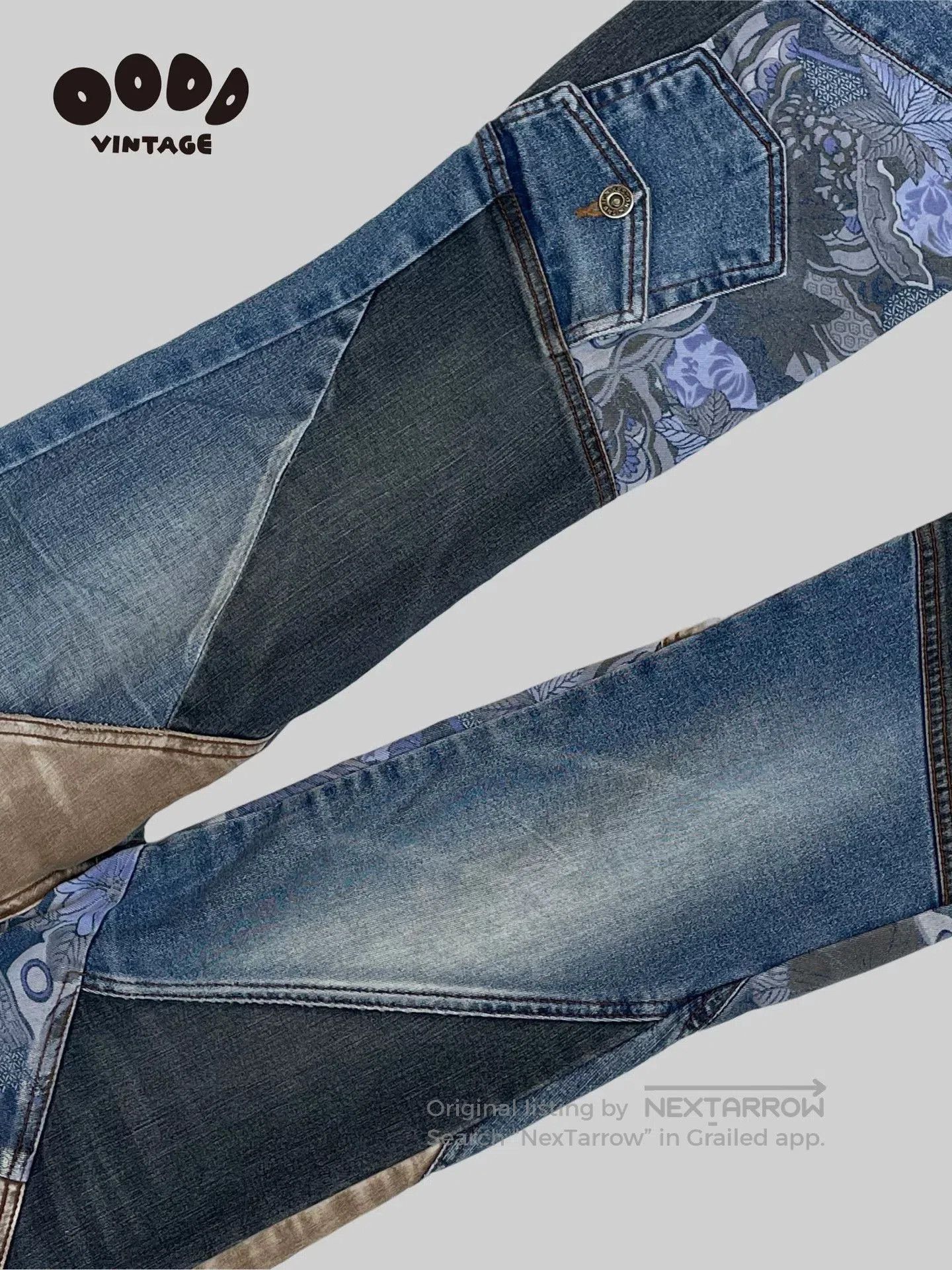 5351 POUR LES FEMMES 00s Patchwork Flared Denim Pants. Size 24" / US 00 / IT 34 - 7 Thumbnail
