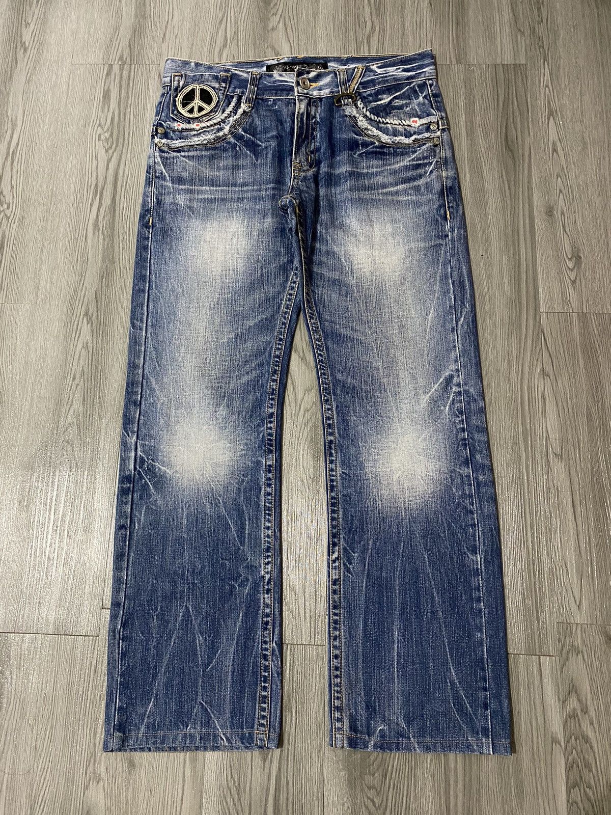 Hysteric Glamour Japan Red Pepper Smiley x Peace Patchwork Jeans Size US 34 / EU 50 - 2 Thumbnail