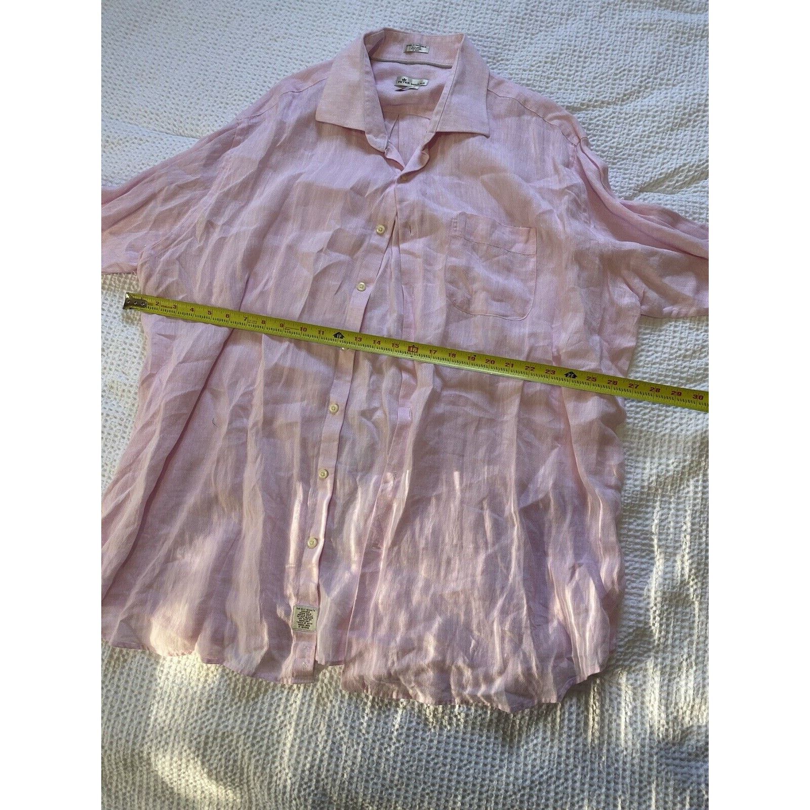 Peter Millar Peter Millar Shirt Mens Pink Linen Button Up Long Sleeve XXL Size US XXL / EU 58 / 5 - 3 Thumbnail