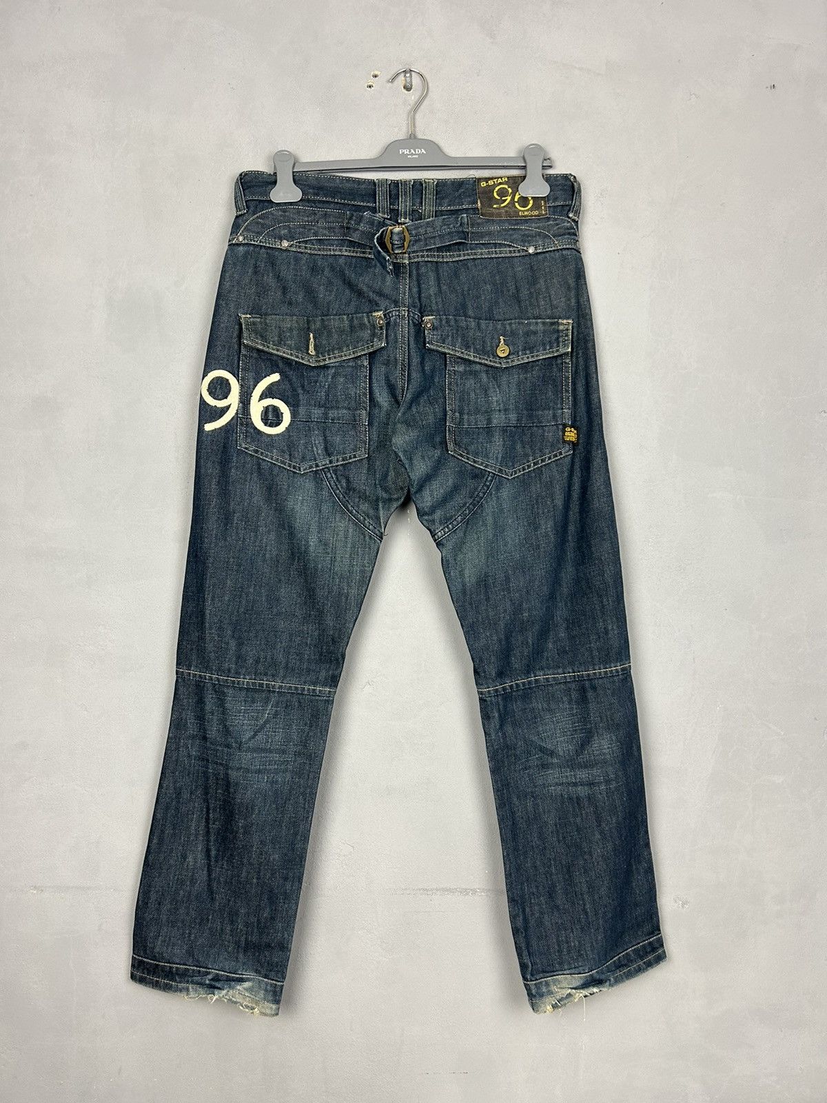 G-Star G-Star Raw Elwood 96 Jeans Distressed Denim Workwear Style Size US 35 - 2 Thumbnail
