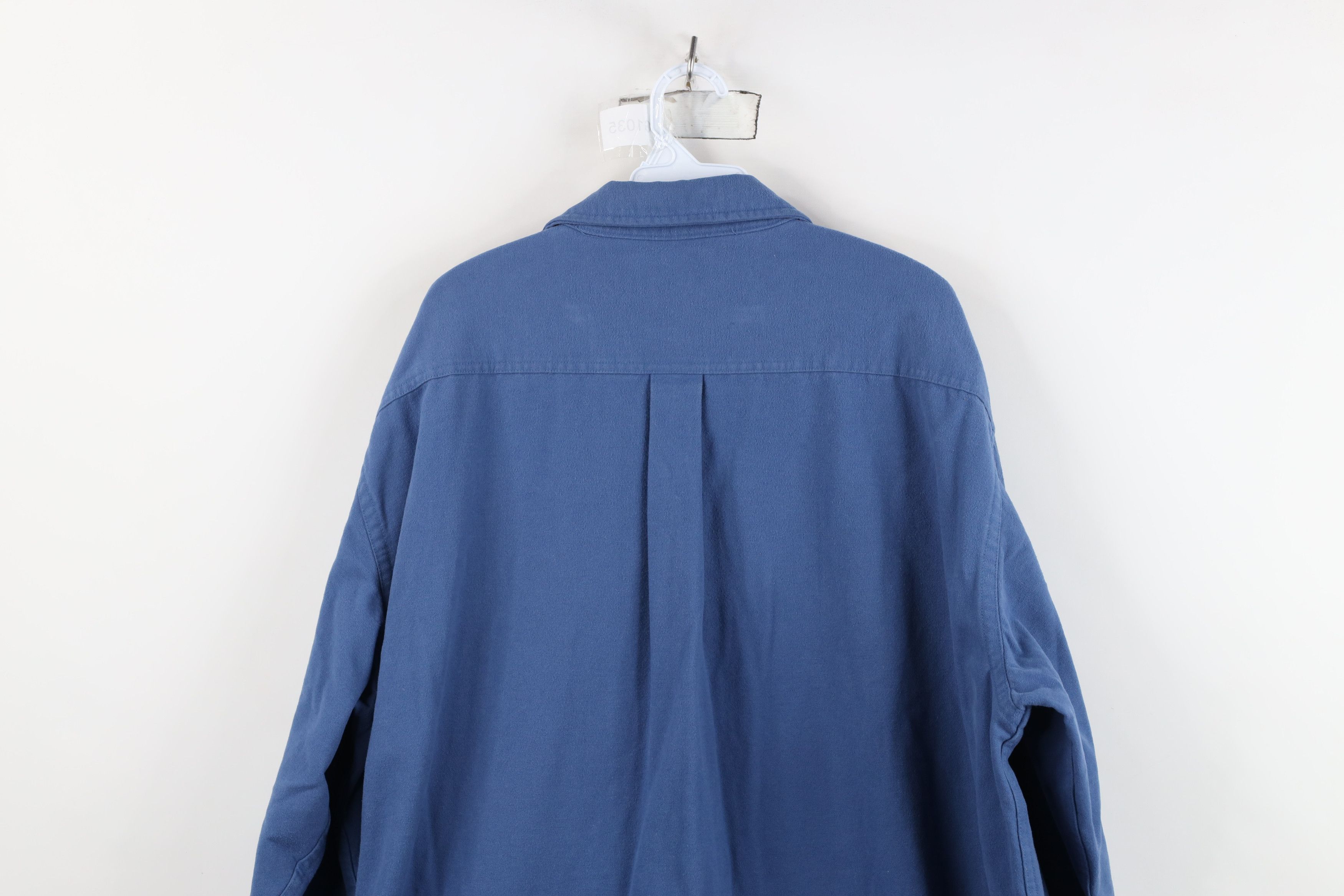 L.L. Bean Vintage 90s LL Bean Heavy Chamois Cloth Button Shirt Blue Size US XXL / EU 58 / 5 - 12 Thumbnail