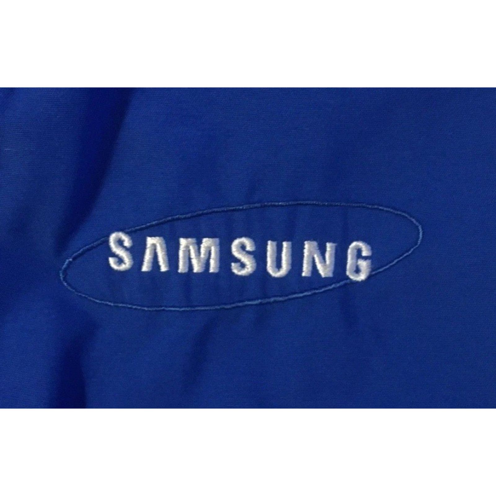 Samsung VINTAGE Samsung Jacket M USA Blue Striped Zip Bomber 90s Grunge Motorcycle College Hip Hop Retro USA Mens Size US M / EU 48-50 / 2 - 2 Thumbnail