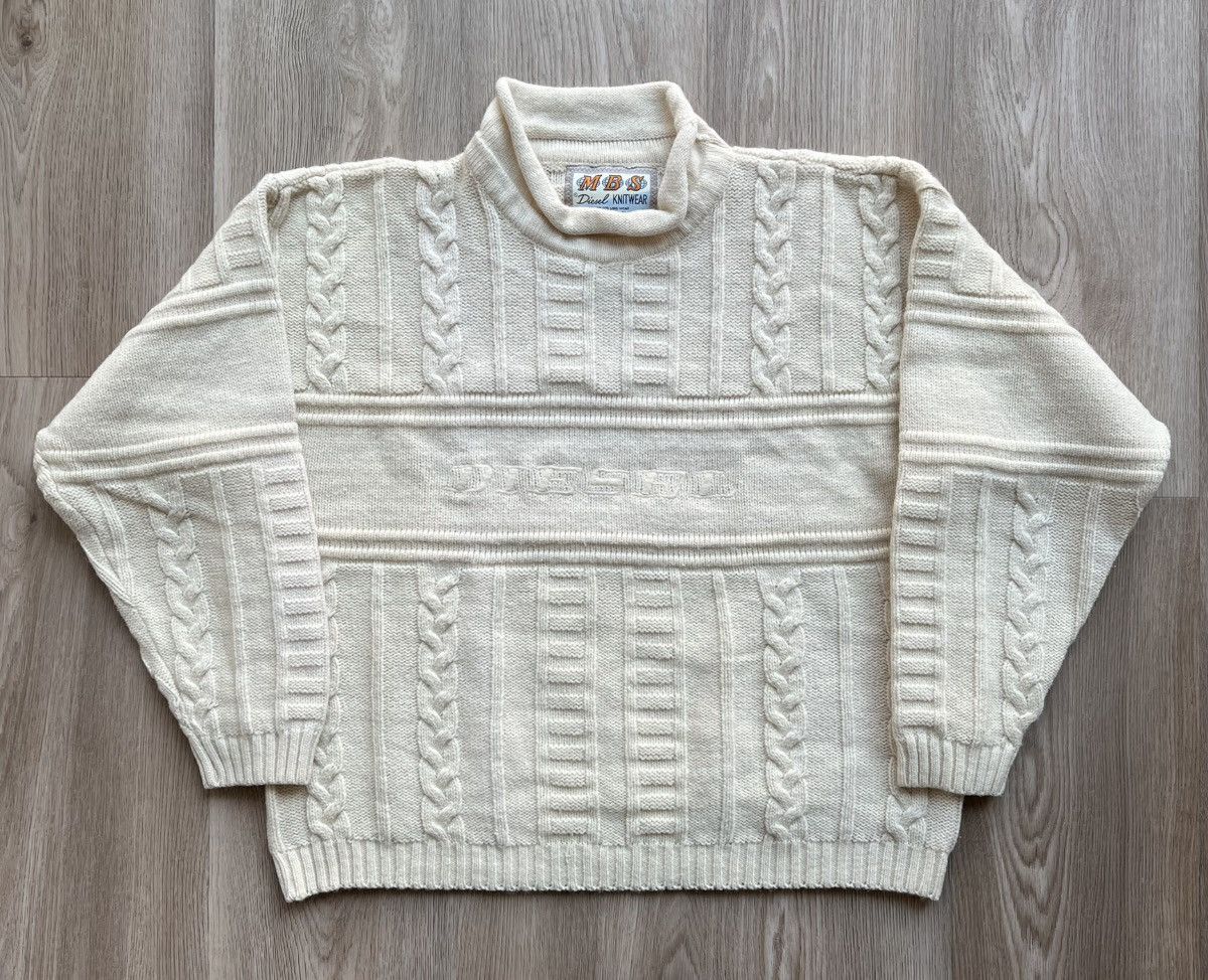 Diesel × Vintage Vintage Diesel Cable Knit Sweater Big Center Logo Size US M / EU 48-50 / 2 - 1 Thumbnail