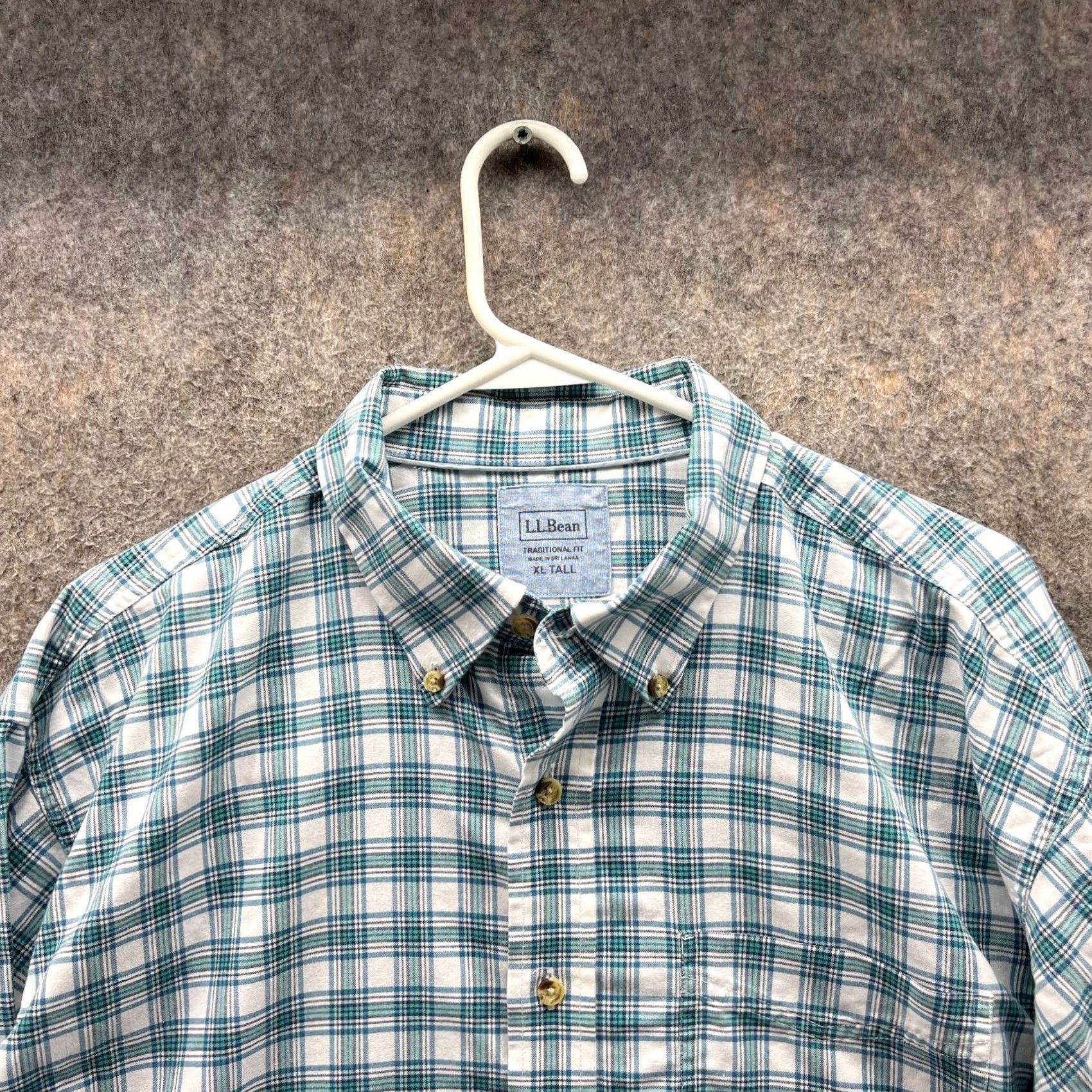 Vintage LL bean Shirt Men XLT Teal Blue Button Down Traditional Tall Plaid Size US XL / EU 56 / 4 - 3 Thumbnail