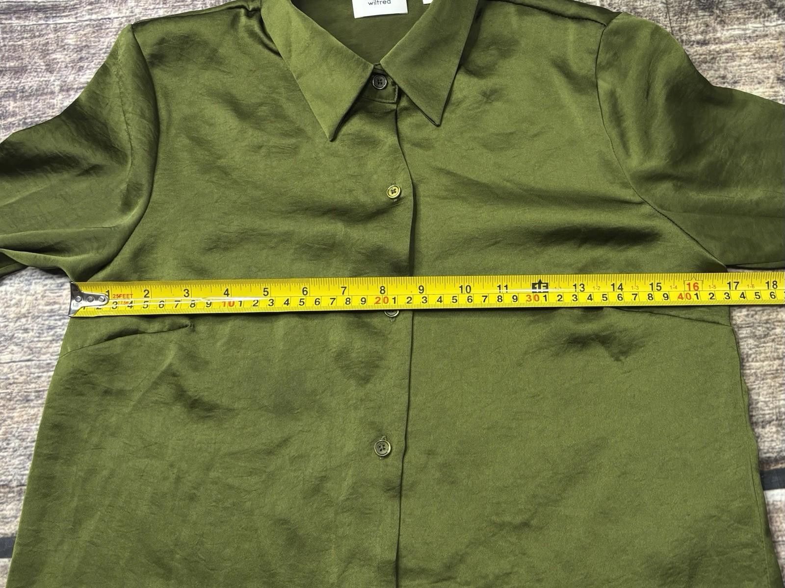 Aritzia Aritzia Wilfred Top Women XS Satin Green Shirt Career Collar Size XS / US 0-2 / IT 36-38 - 11 Thumbnail