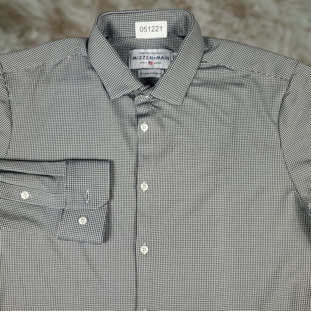 Mizzen+Main Mizzen+Main Shirt Mens 2XL Gray Check Button-Up Long Sleeve Wearable Casual Business Formal Workwear Shirt Mens Size US XXL / EU 58 / 5 - 1 Thumbnail