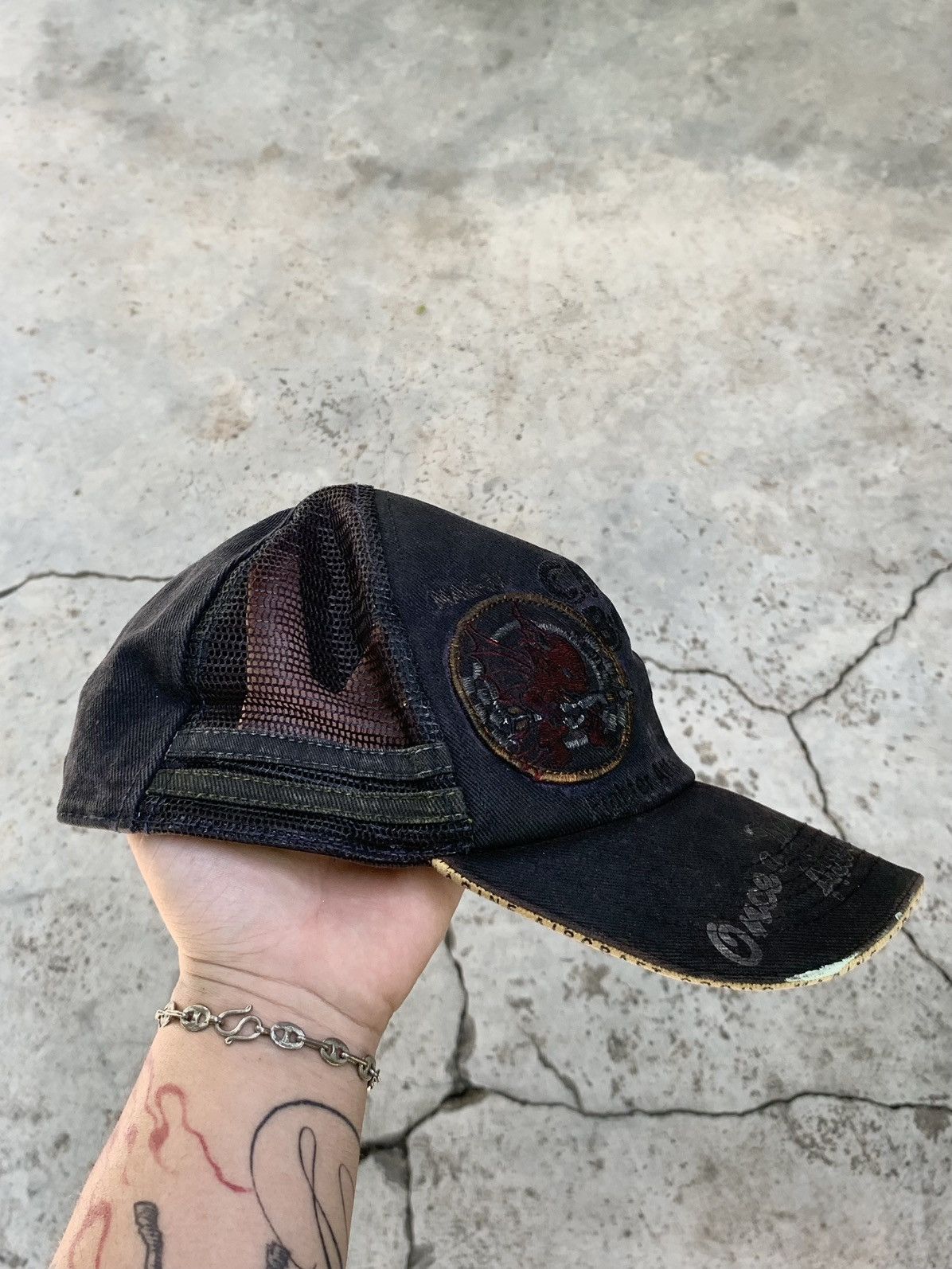 Tedman Tedman Thrashed Trucker Cap Red Devil Marine Fighter Patch Size ONE SIZE - 9 Thumbnail