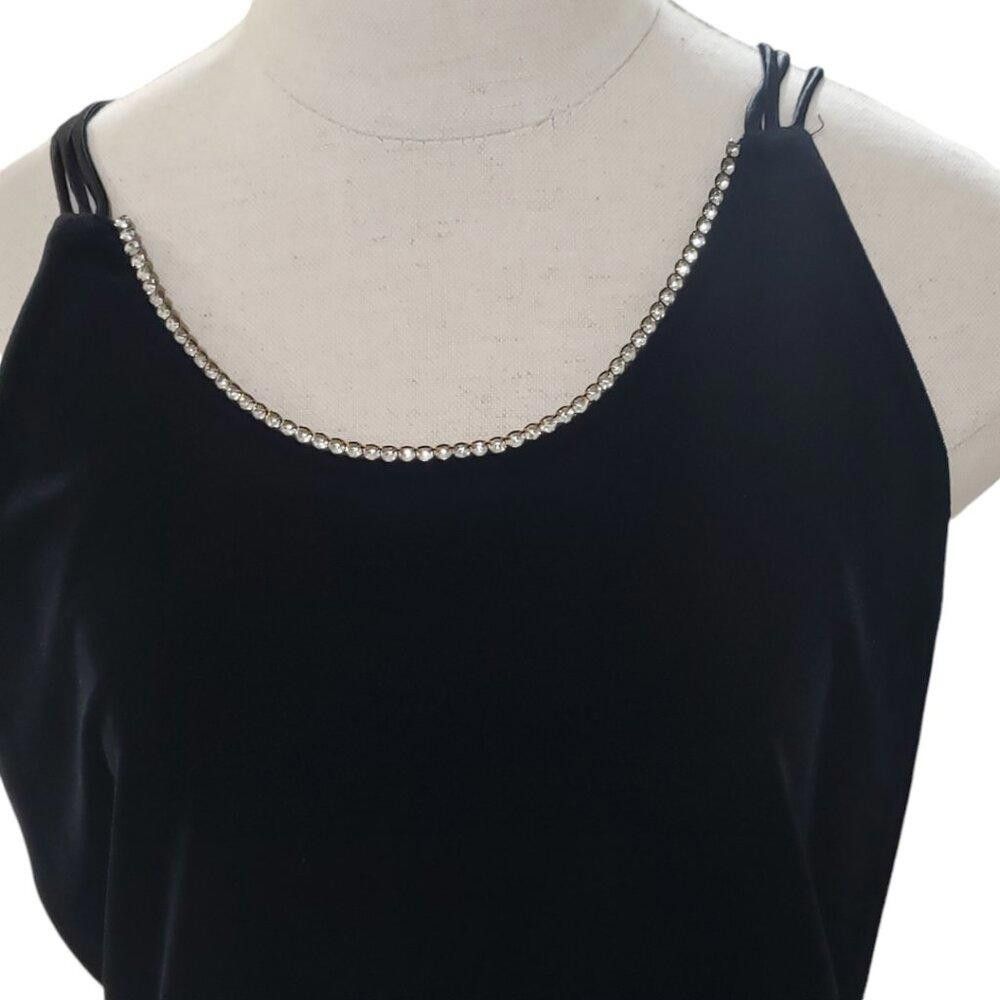 Designer CT1781 Onyx Nite Velour Gown with Crystal Collar 18 Size XXL / US 16-18 / IT 52-54 - 3 Thumbnail