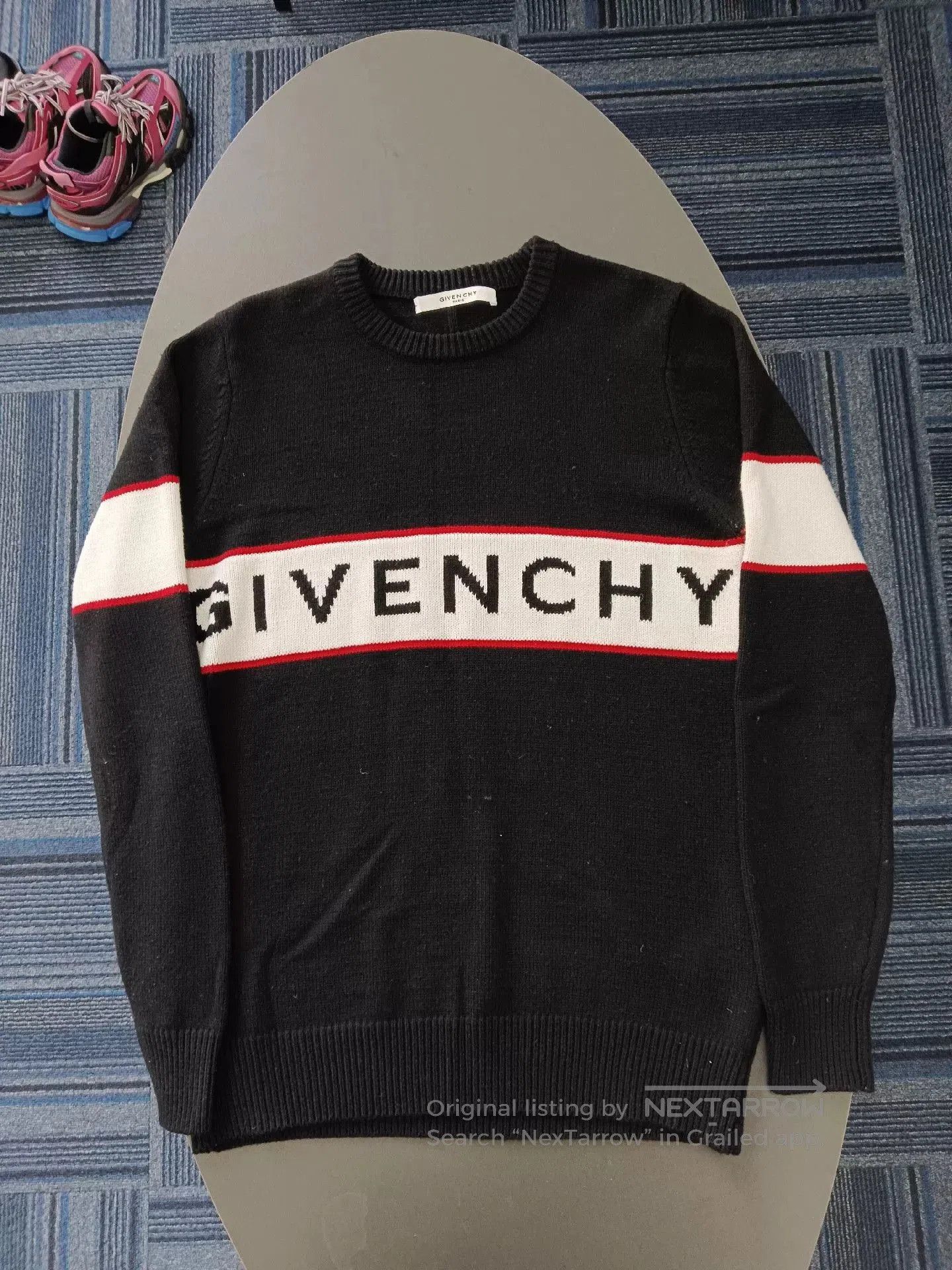 Givenchy Black Logo Knit Sweater Size M.