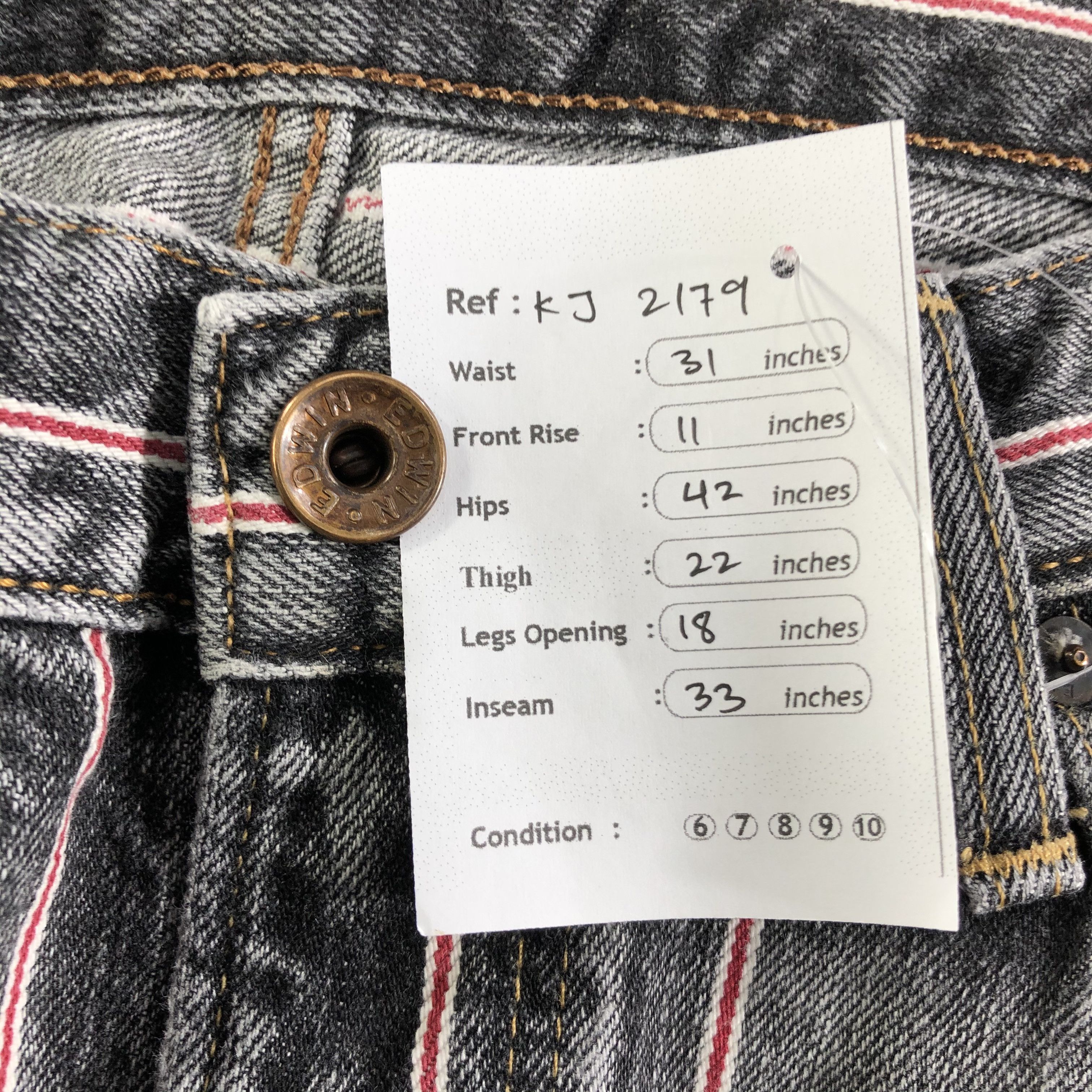 Edwin Edwin Selvedge Jeans Faded Black Flare Denim KJ2179 Size US 30 / EU 46 - 10 Thumbnail