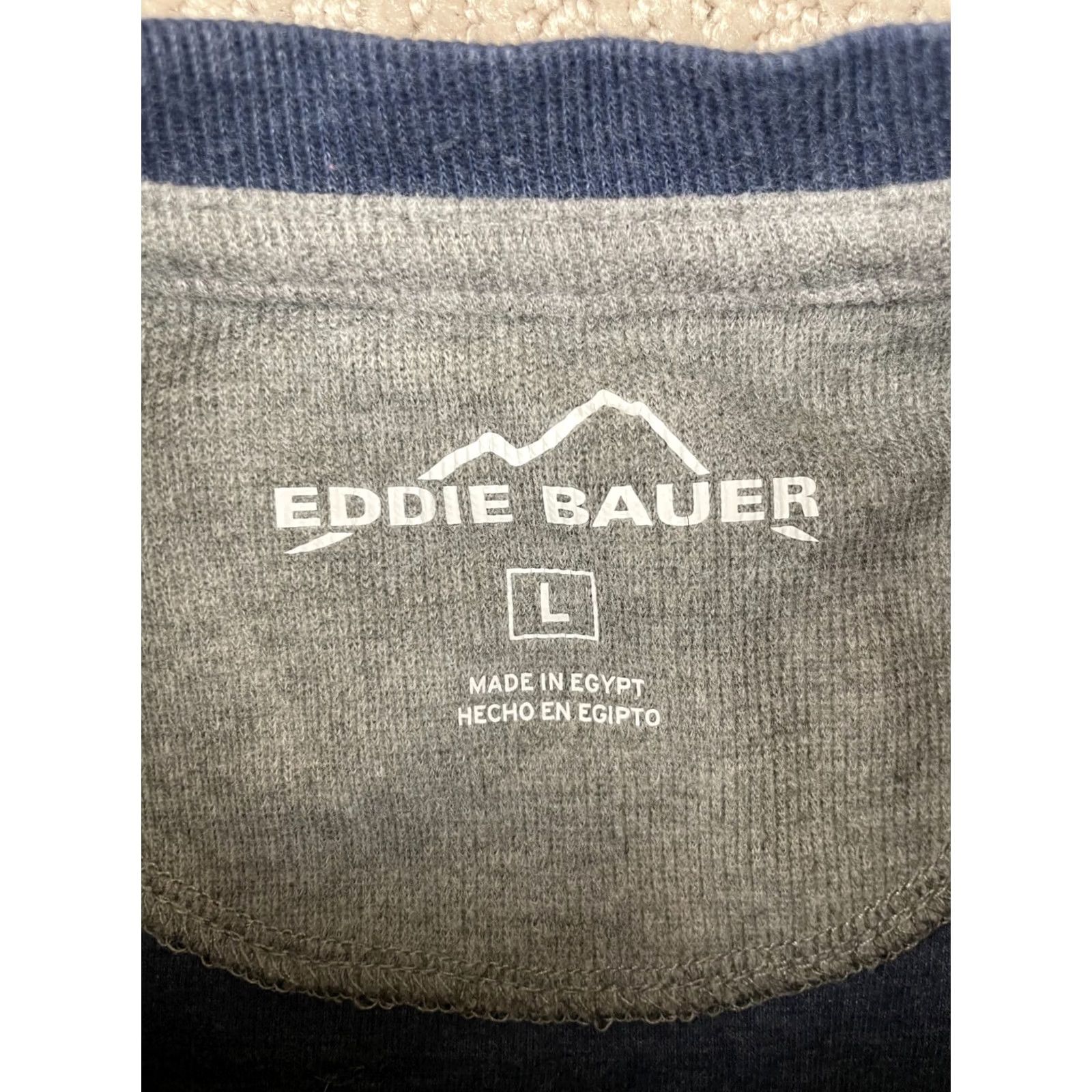 Eddie Bauer Eddie Bauer Sweater Mens Large Blue Henley 1/4 Button Pullover Knit Cotton Hike Size US L / EU 52-54 / 3 - 4 Thumbnail