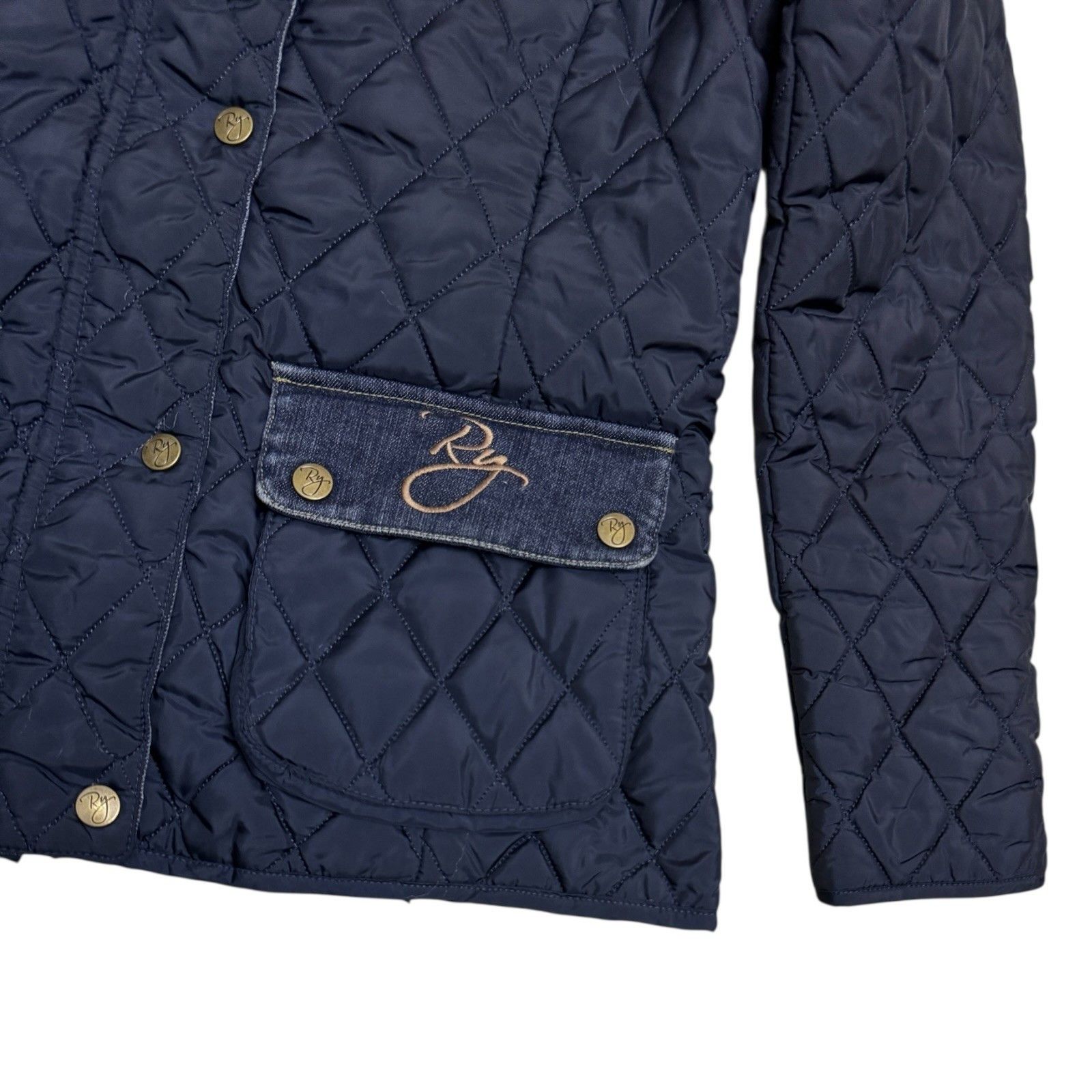 RYDALE EQUESTRIAN Denim Puffer Designer Jacket Womens Small
