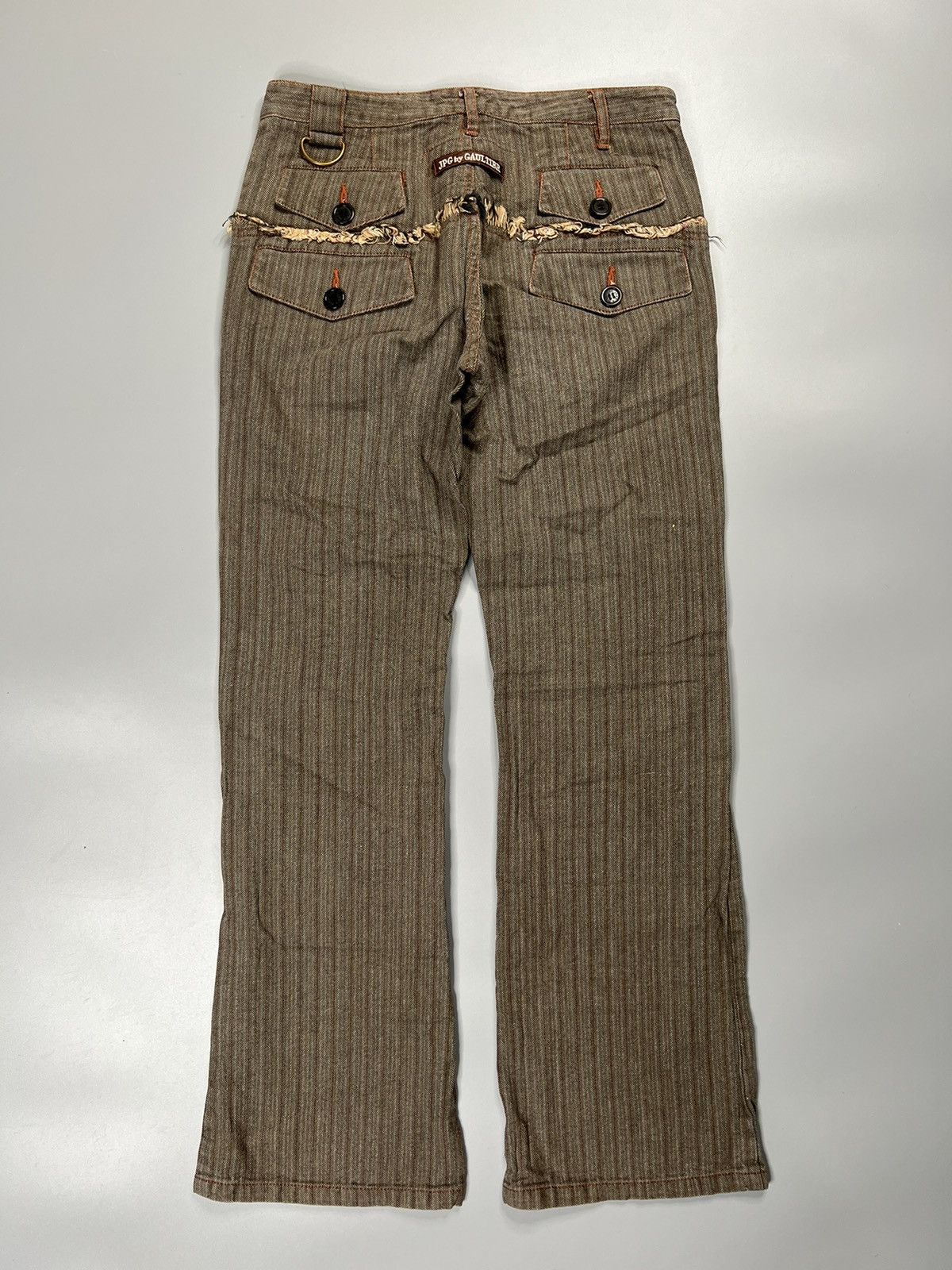 image of Jean Paul Gaultier Archive Jpg Striped Reconstructed 6 Pocket Pants in Beige, Men's (Size 28)