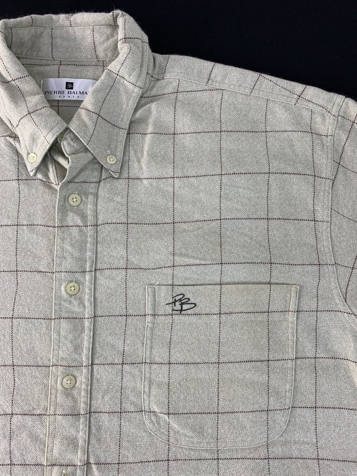 Pierre Balmain 90s Pierre Balmain Paris Checked Design Single Pocket Shirt Size US XL / EU 56 / 4 - 4 Thumbnail