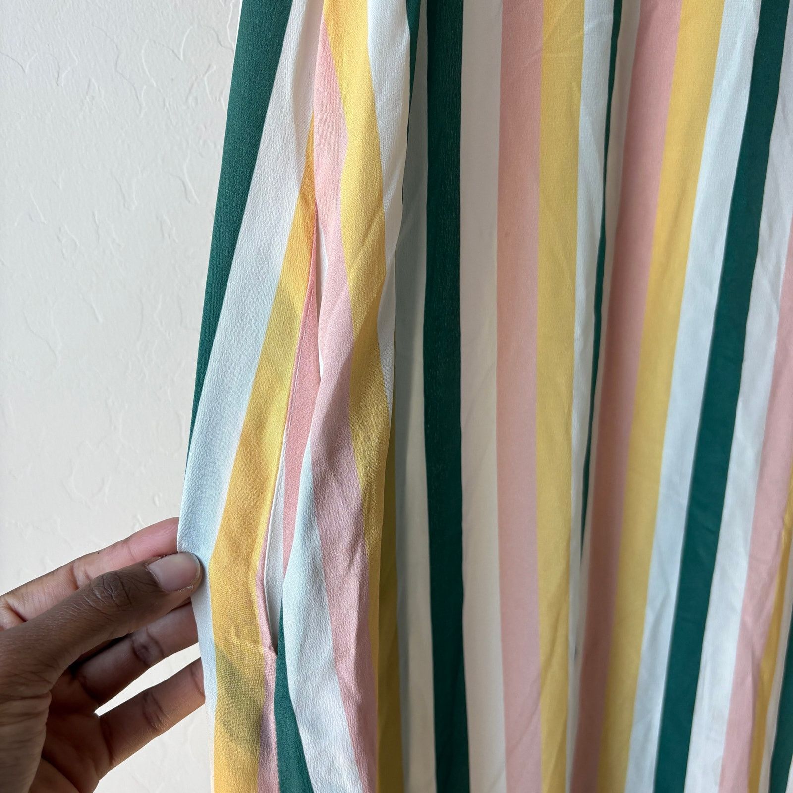 ASCENO Asceno Dress Silk Off Shoulder Striped Midi Dress S Size S / US 4 / IT 40 - 9 Thumbnail