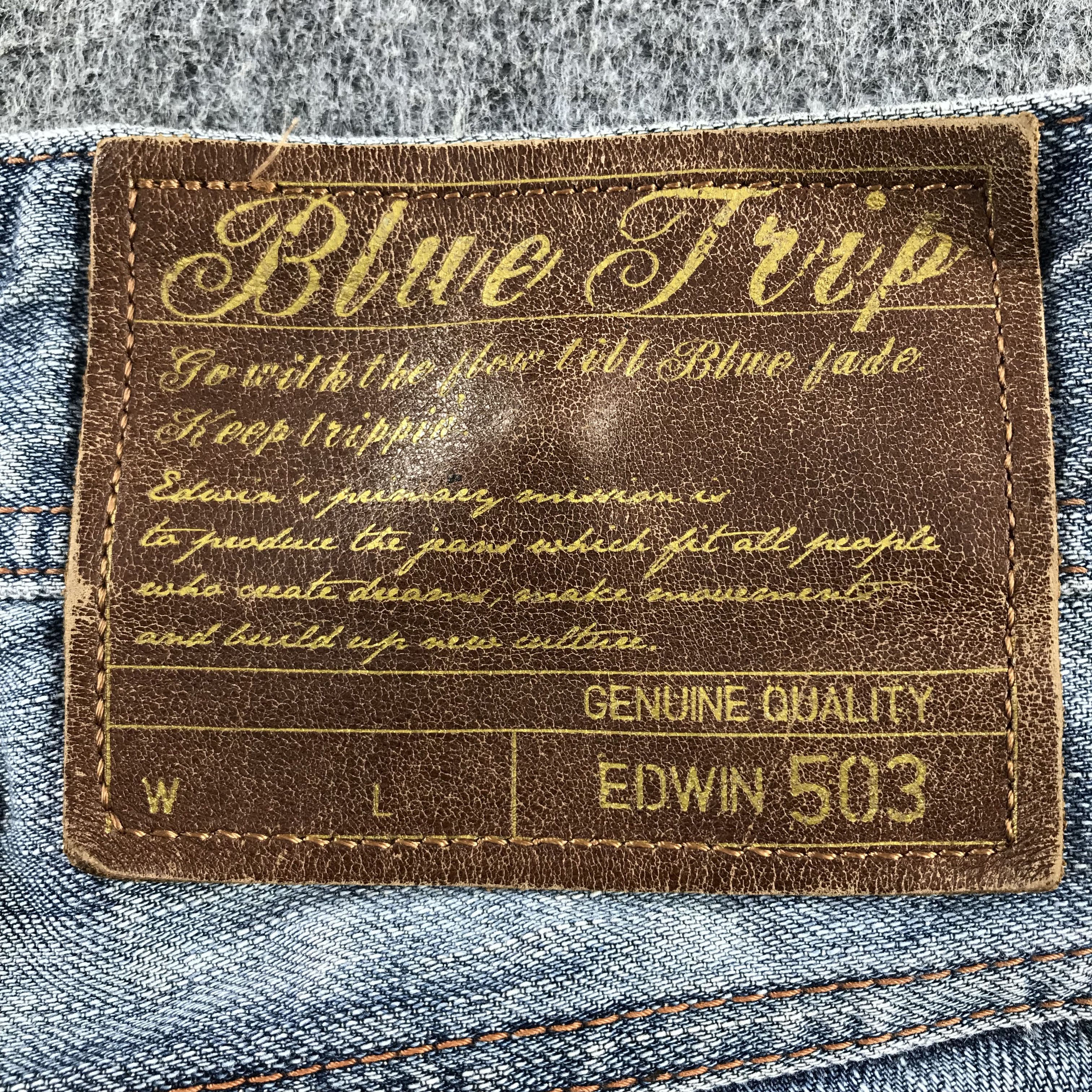 Edwin Edwin 503 Blue Trip Jeans Distress Faded Blue Denim KJ3429 Size US 32 / EU 48 - 5 Thumbnail